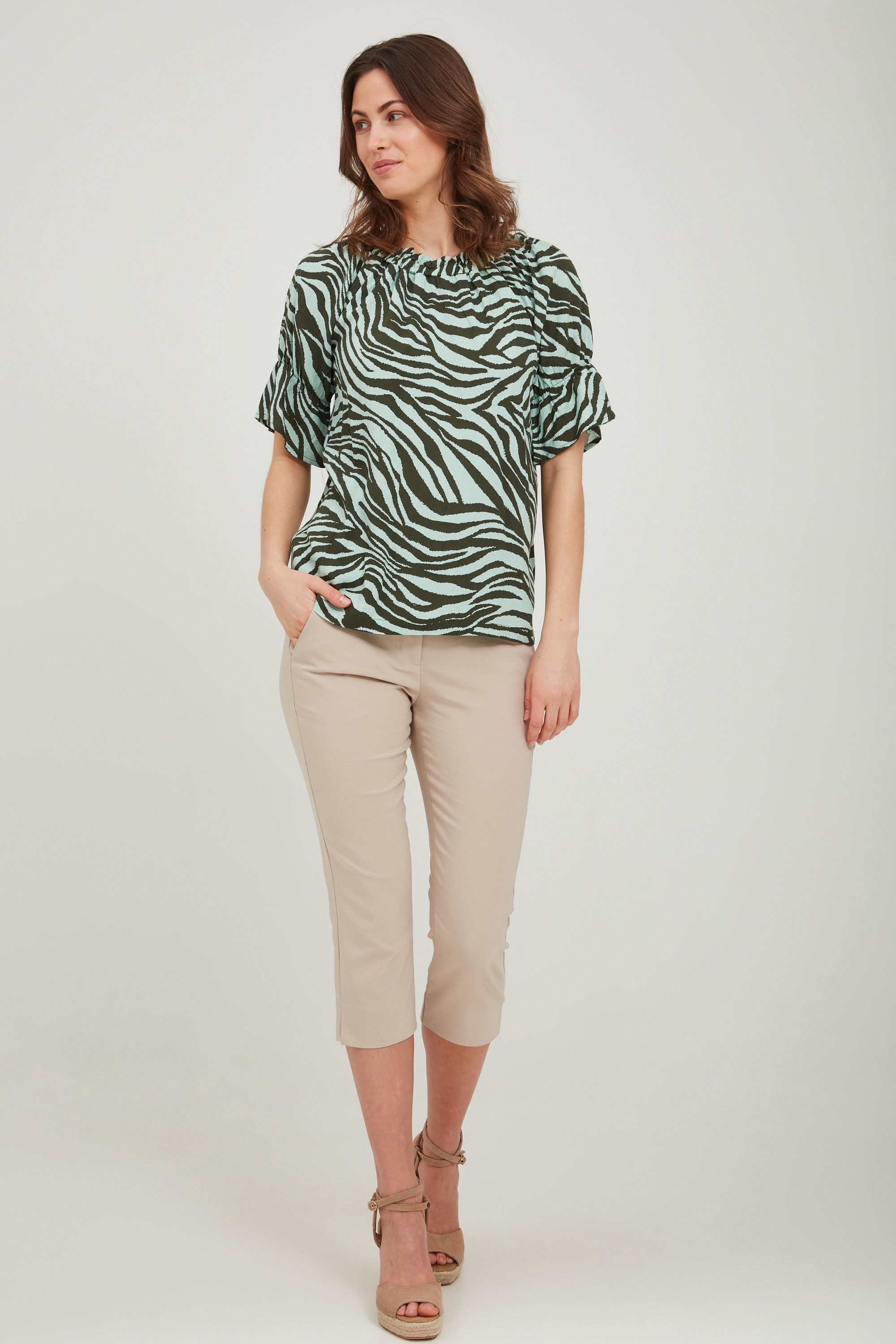 fransa Kurzarmbluse FRALZEBRA 4 Blouse - günstig online kaufen