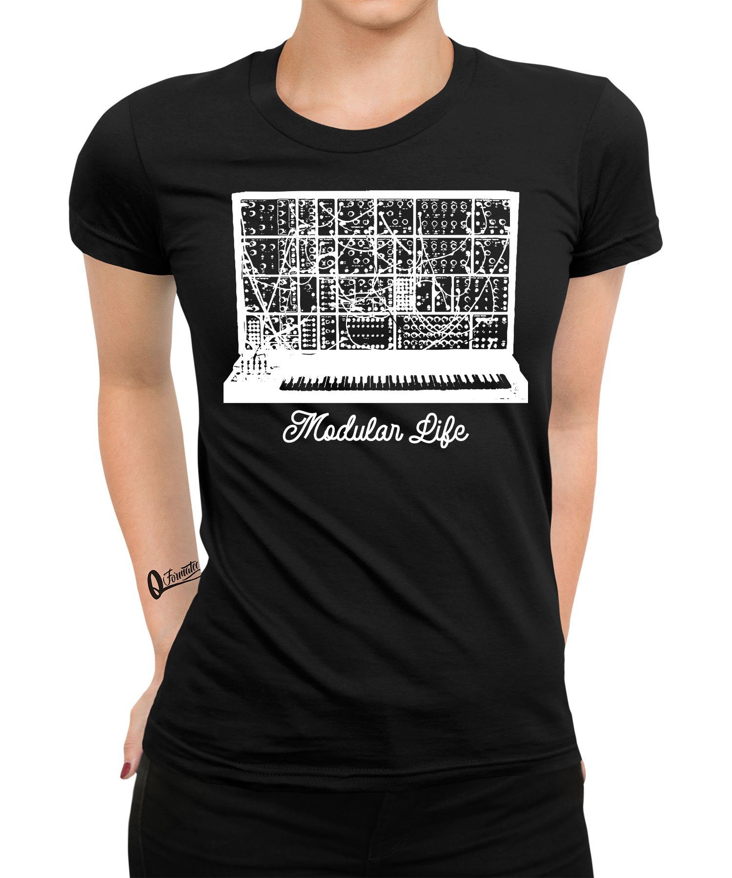 Quattro Formatee Kurzarmshirt Modular Life Vintage - Elektronische Musiker Synthesizer Damen T-Shirt (1-tlg) | T-Shirts