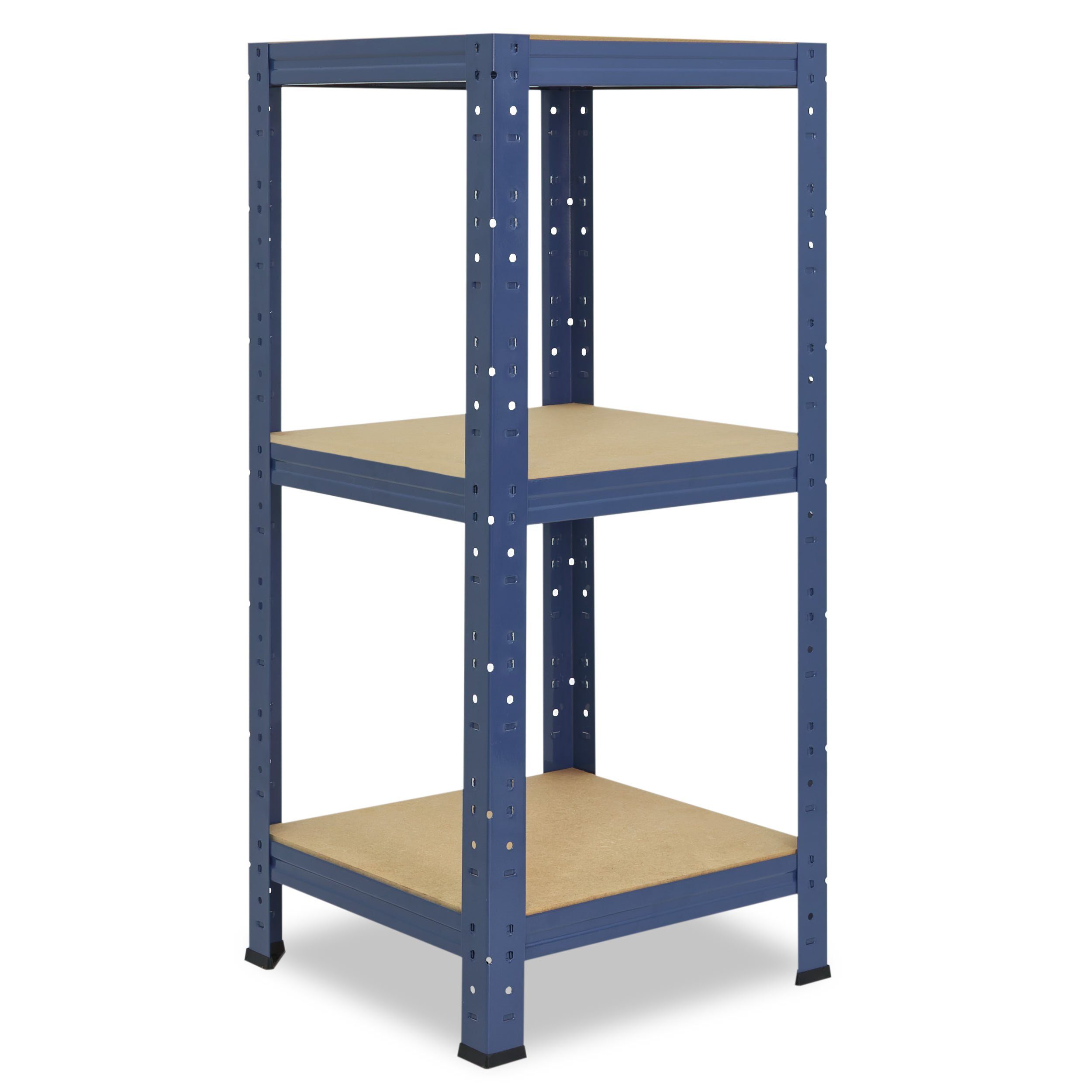 shelfplaza Schwerlastregal HOME, 100x30x30cm blau, Metallregal mit 3 Böden, als Kellerregal, Garagenregal, Werkstattregal oder Lagerregal, Steckregal Metall mit 175kg Tragkraft