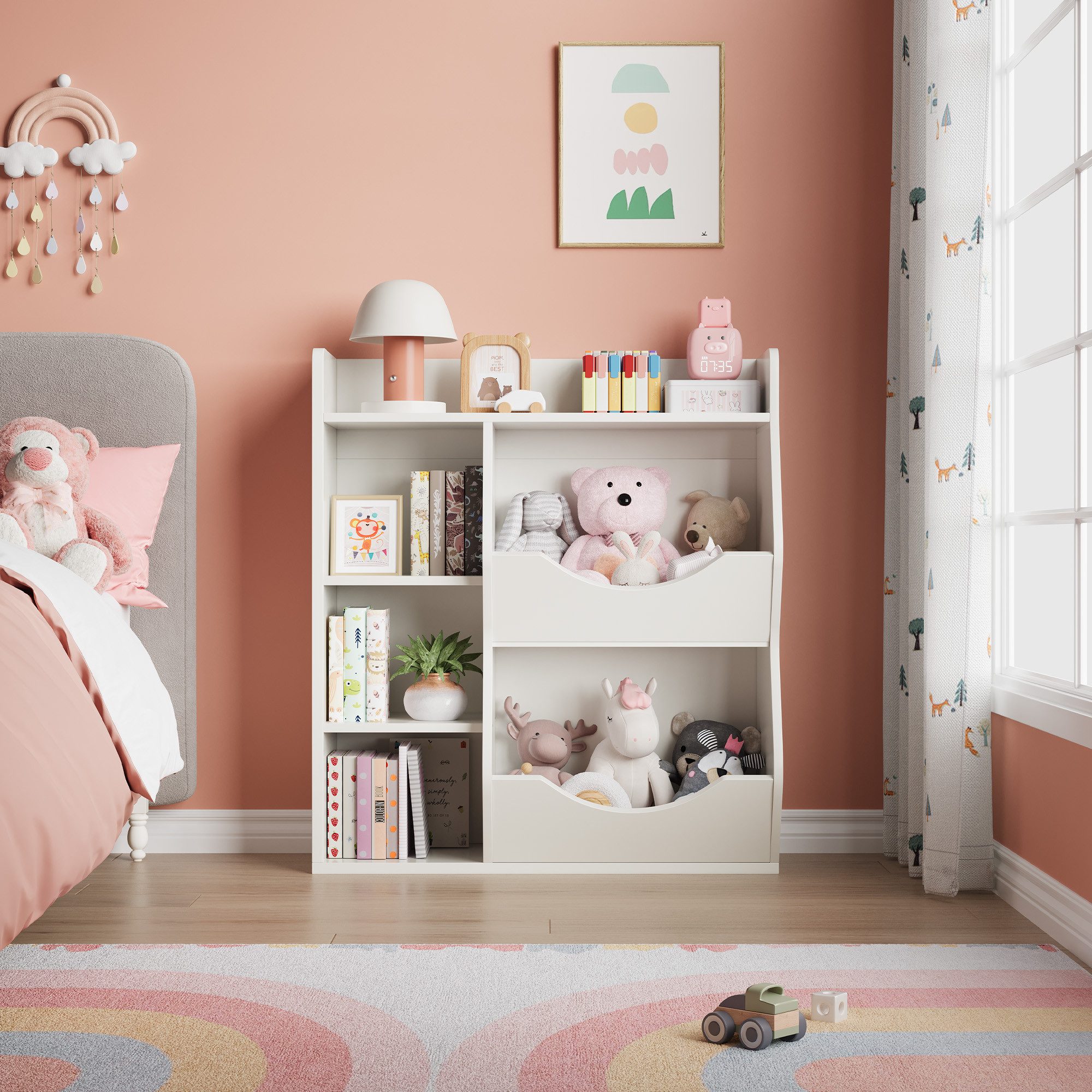 GarveeMore Kinderregal Bücherregal Kinder Spielzeugregal mit 5 Fächern 81x3 günstig online kaufen