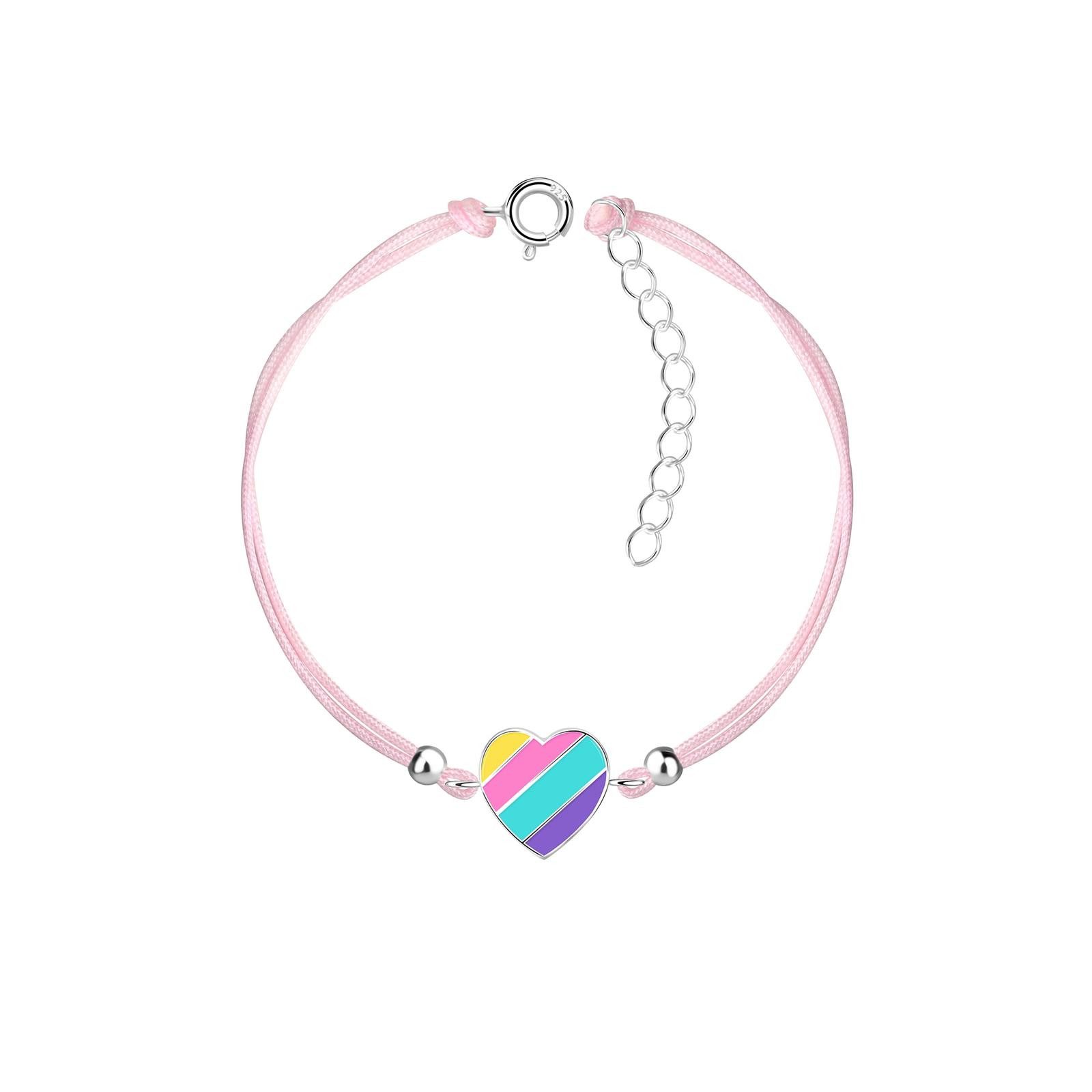 Silberarmband Regenbogenherz Kinder Armband 925 Silber
