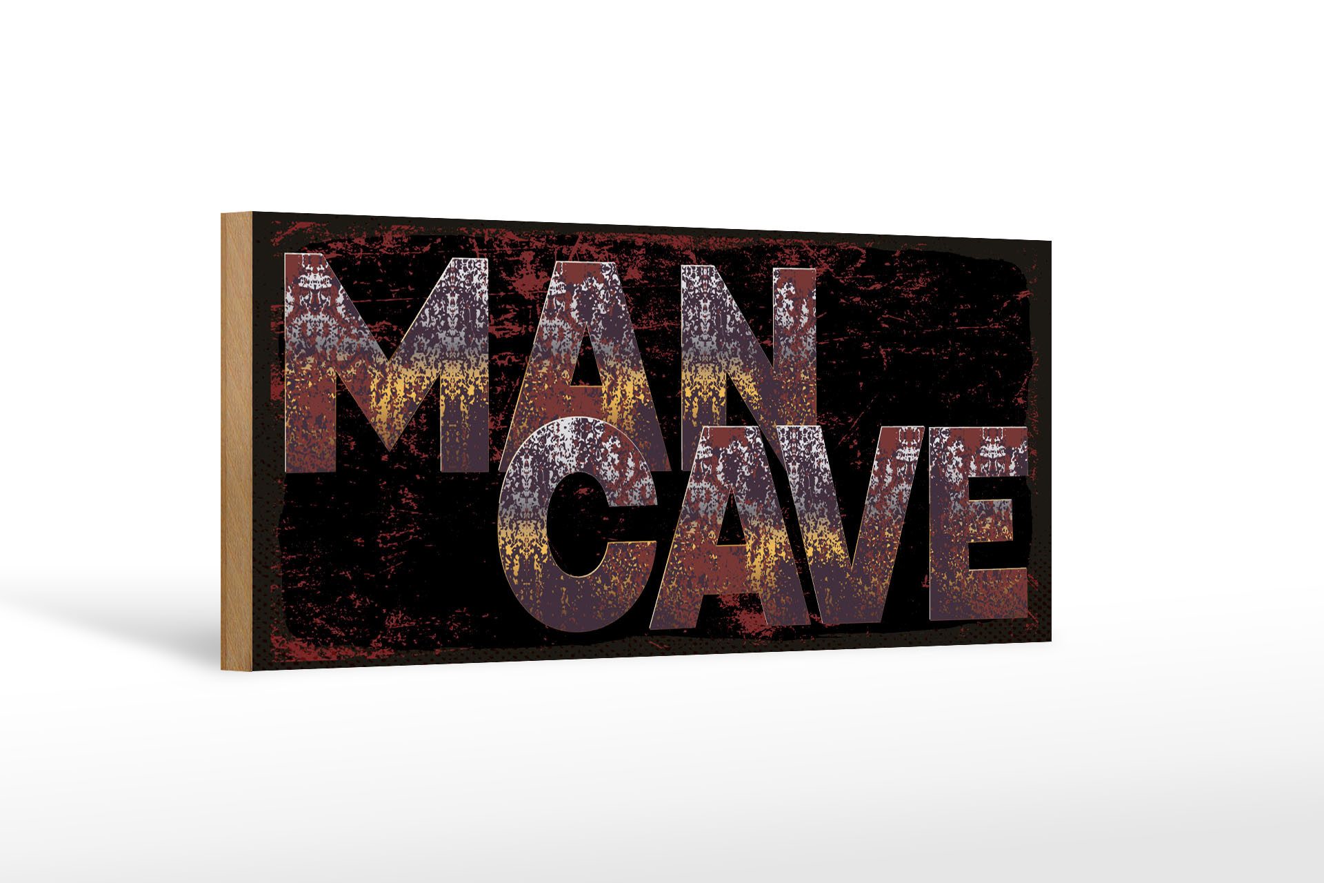 Femer GmbH Holzbild Hinweis 27x10 cm Man cave rotes, (1 St), Glatte Holzfaserplatte (MDF), vorn beschichtet