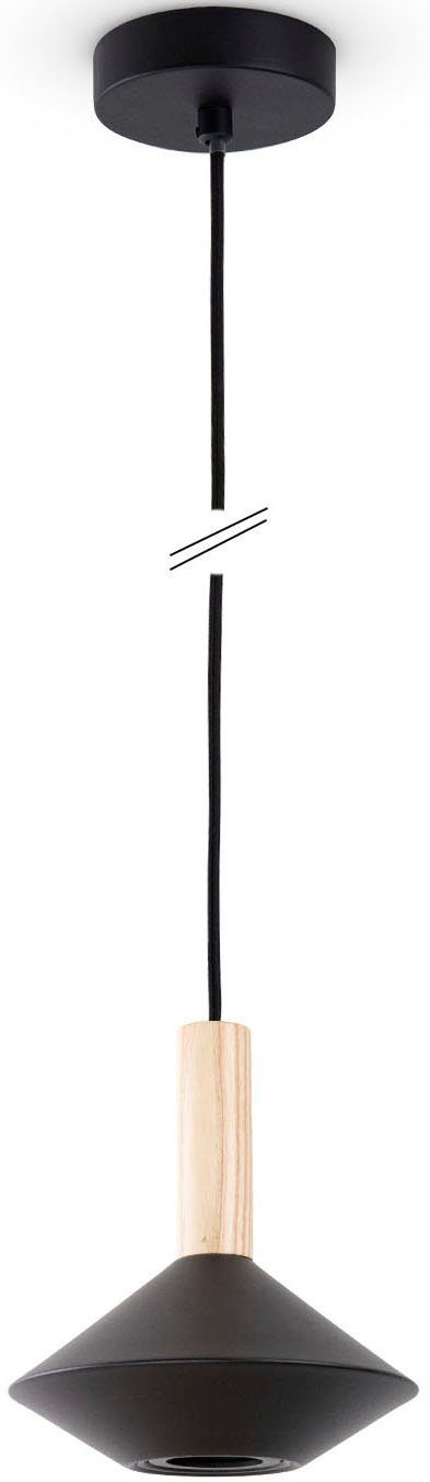 Paco Home Pendelleuchte MORA, ohne Leuchtmittel, Wohnzimmer Esszimmer Trichterform Modern Holz Metall GU10