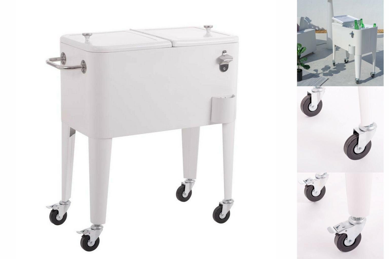 Kühlbox Terrasse Ga Servierwagen Fresh 74 80 43 Kühlbox mit x x Metall Weiß cm Bigbuy