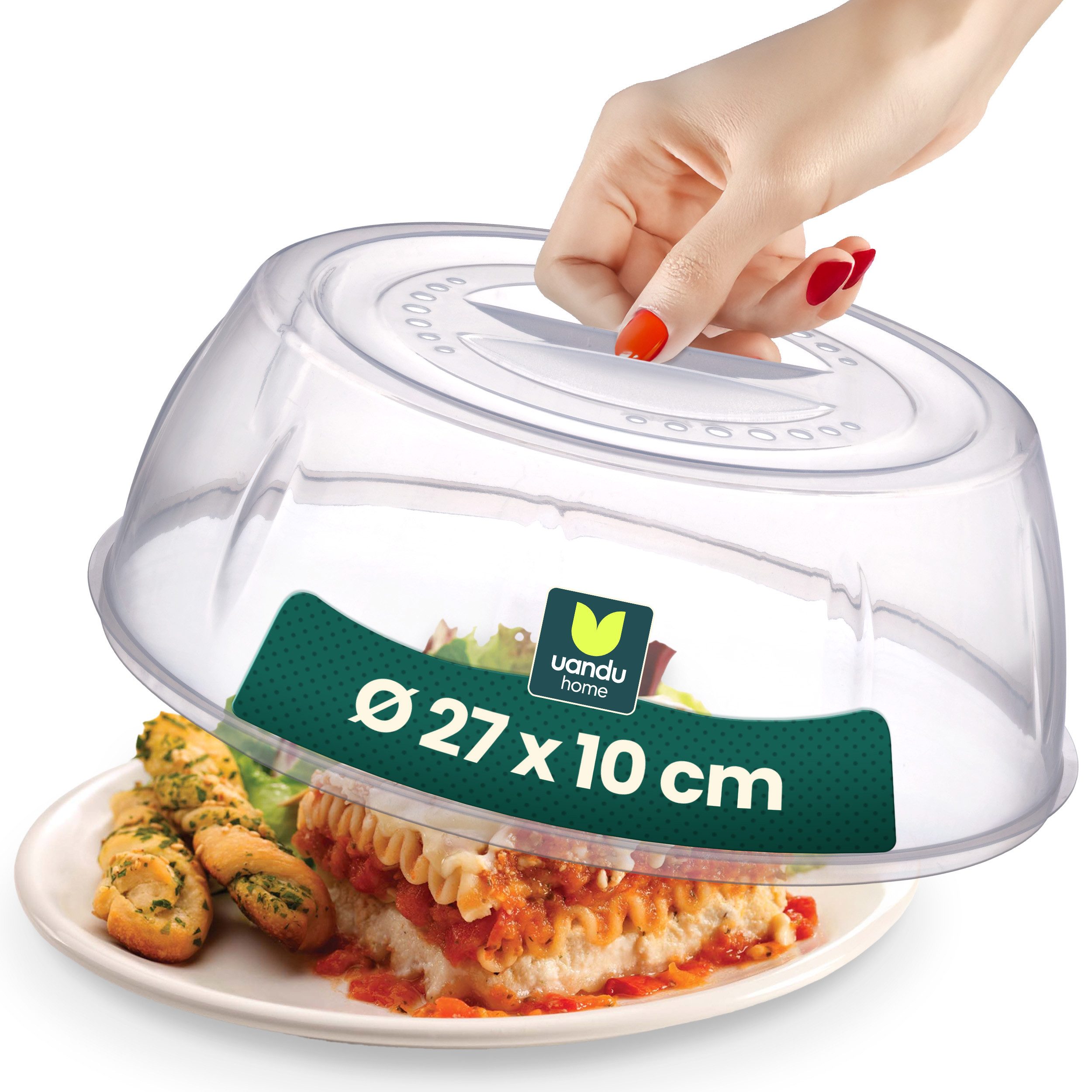 uandu home Mikrowellenbehälter Mikrowellen Abdeckung, Mikrowellengeschirr, Microwellenabdeckungen, (Küche Aufbewahrung & Organisation, Microwellengerät, Abdeckhaube, Microwave Cover, 1-tlg., Ø 27x10 cm)