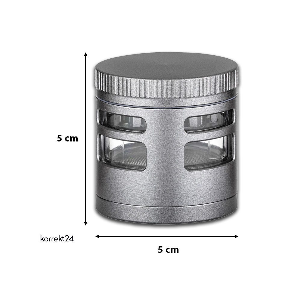 Coumo Kräutermühle Grinder Crusher Gewürzmühle, Viewing Window, Anthrazit, ⌀ 5 cm, Metall, Sichtfenster