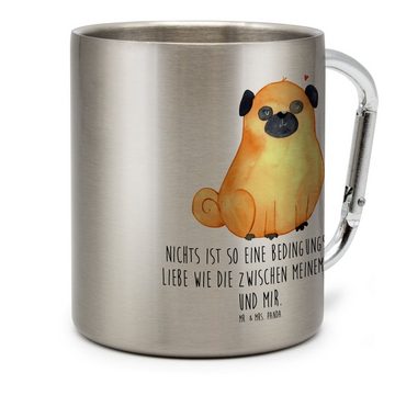 Mr. & Mrs. Panda Tasse Mops - Transparent - Geschenk, Camping, Hund, Edelstahlbecher, Hundem, Edelstahl, Stilvolle Motive