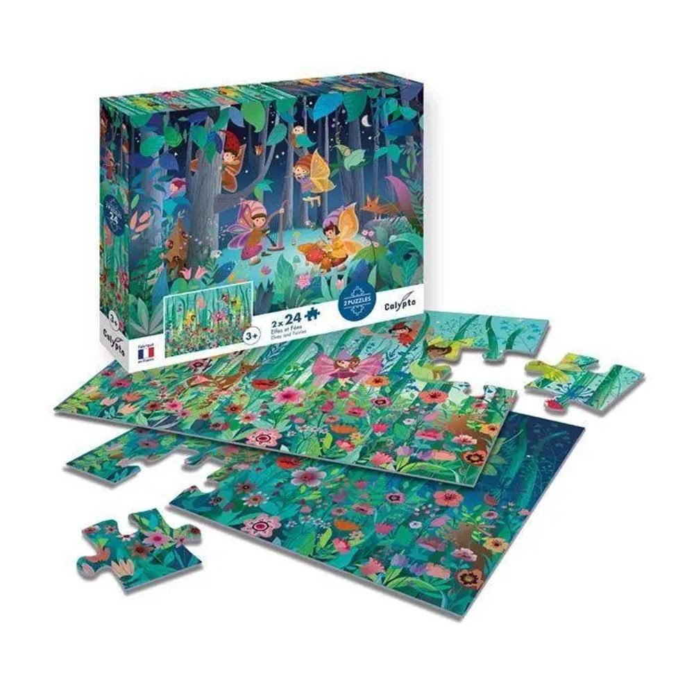 BrainBox Puzzle Elfen und Feen 2x24 Teile Puzzle, 24 Puzzleteile