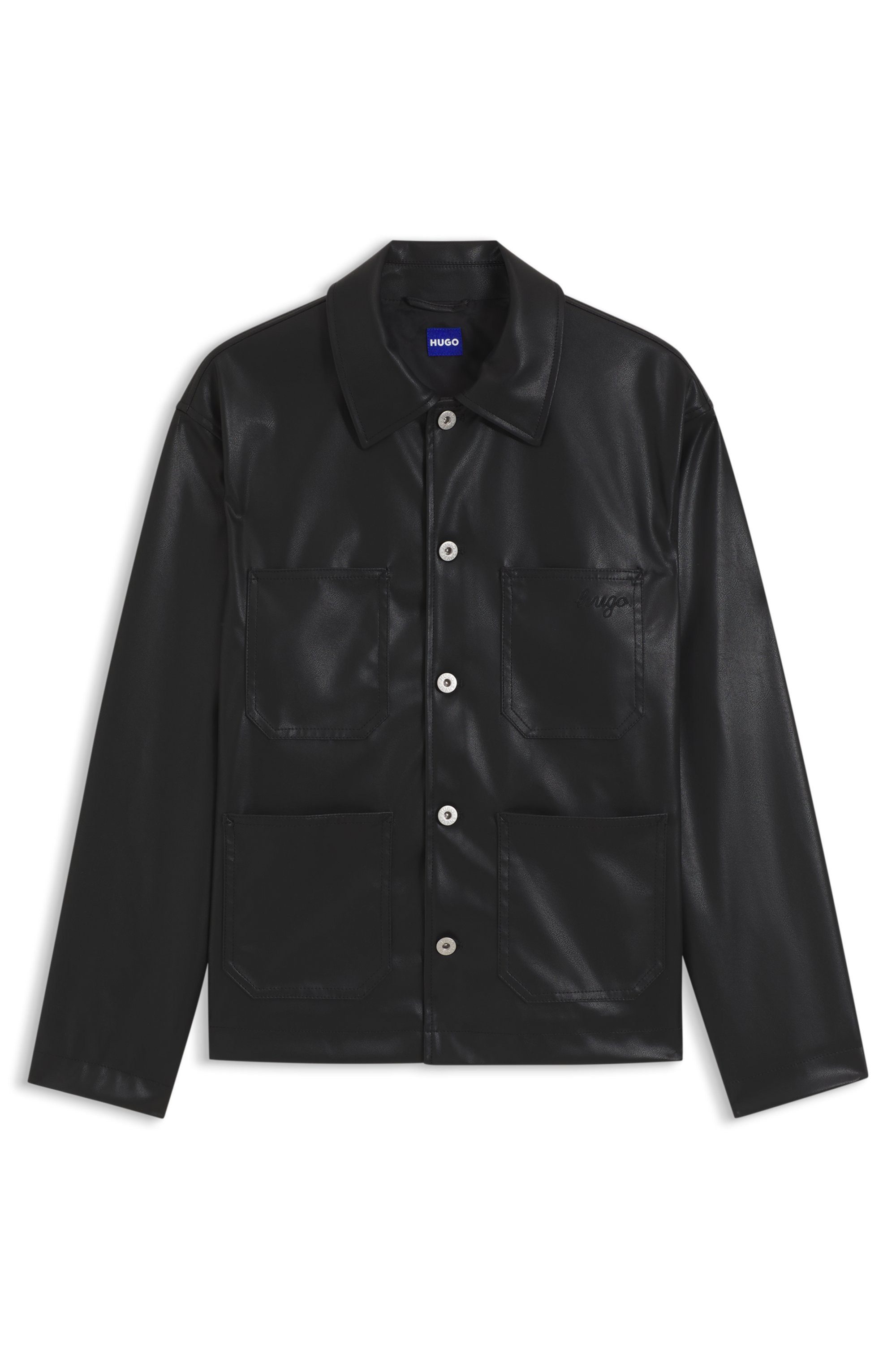 HUGO Hybridjacke Fosser im Materialmix, Stehkragen