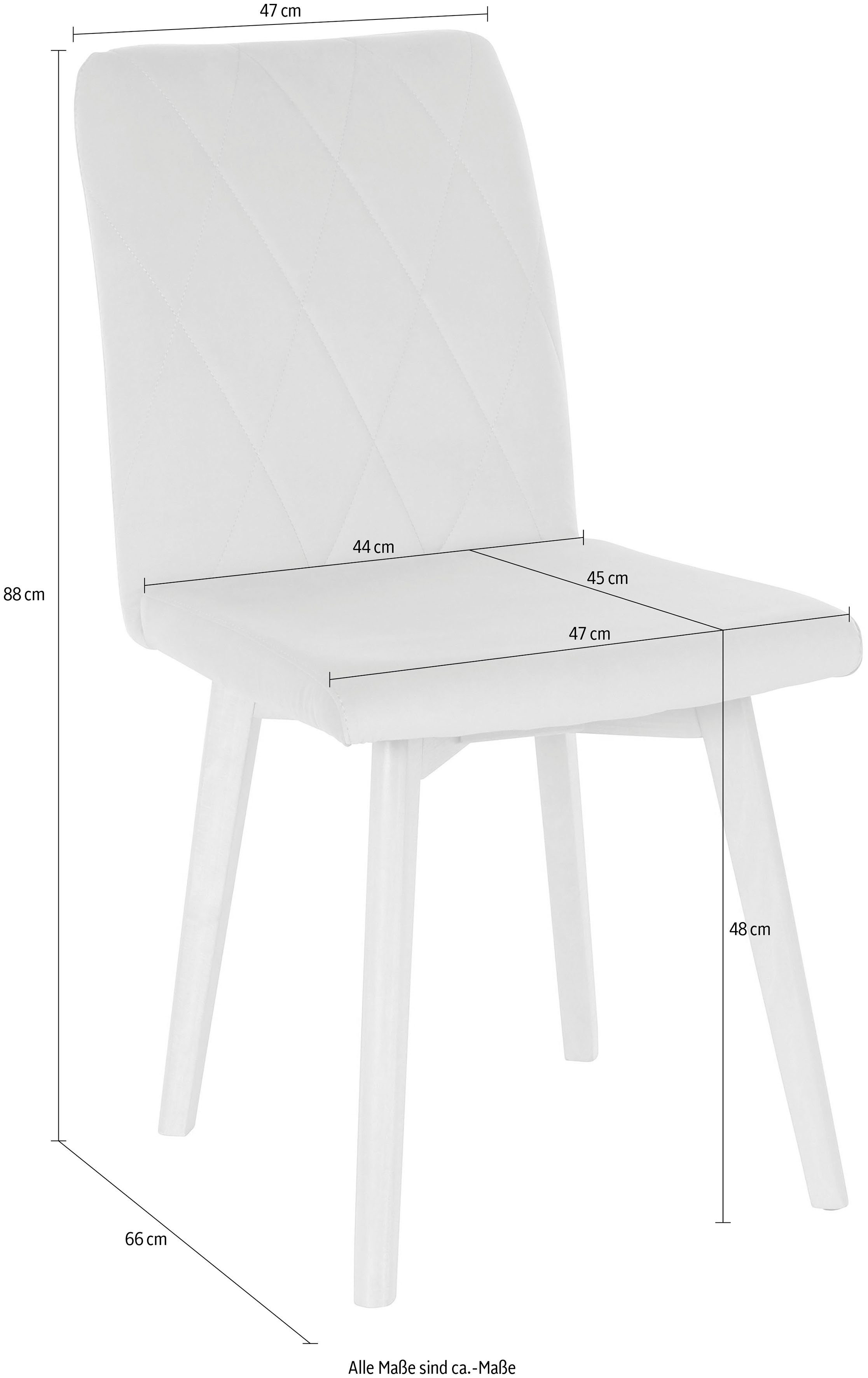 Home affaire 4-Fußstuhl Brest (Set, 2 St), Sitz und Rücken gepolstert, Rautensteppung im Rueckenlehne