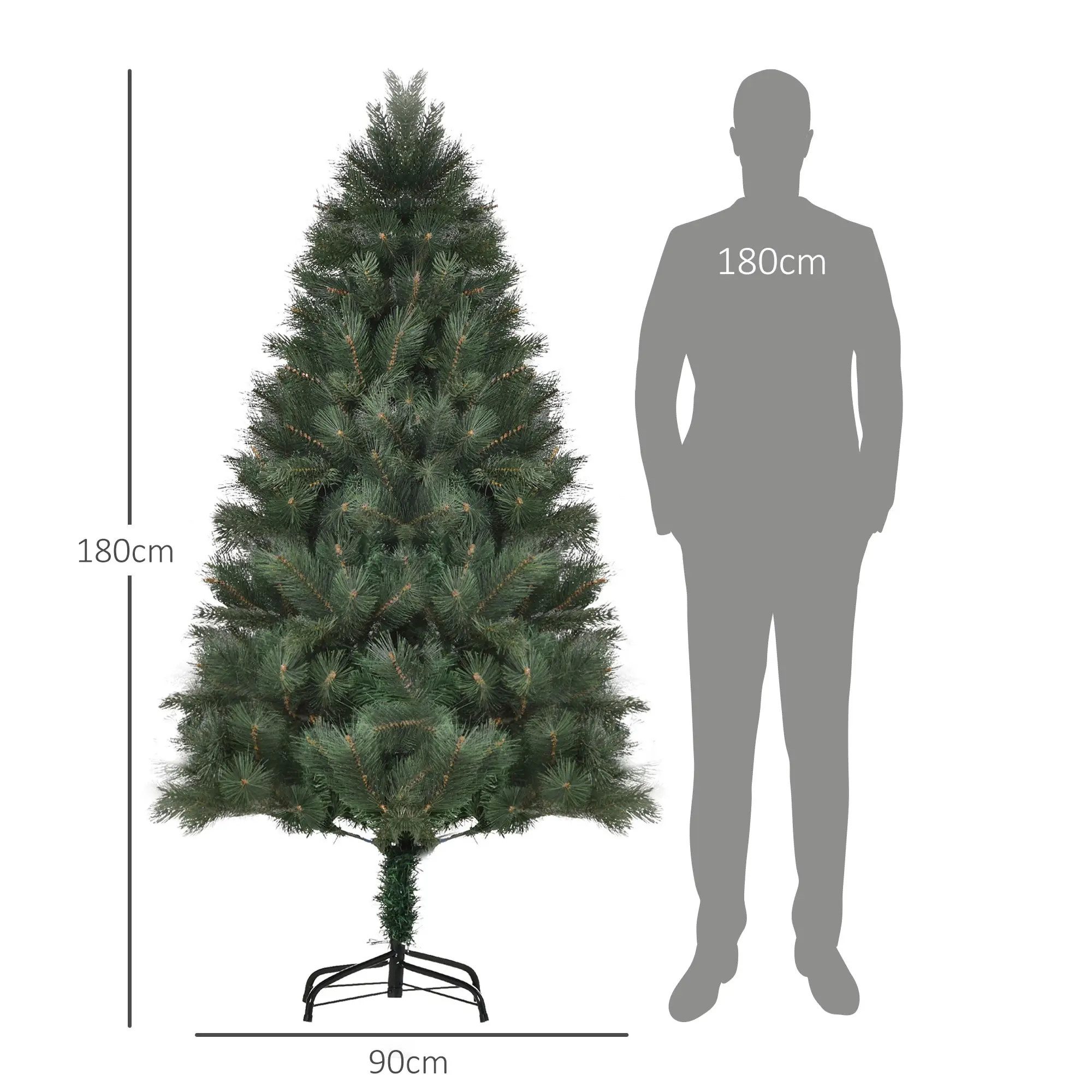 BlingBin Künstlicher Weihnachtsbaum Künstlicher Christbaum Weihnachtsdeko, künstliche Tanne, Ø90 x 180 cm,realistisches Nadelkleid,Grün