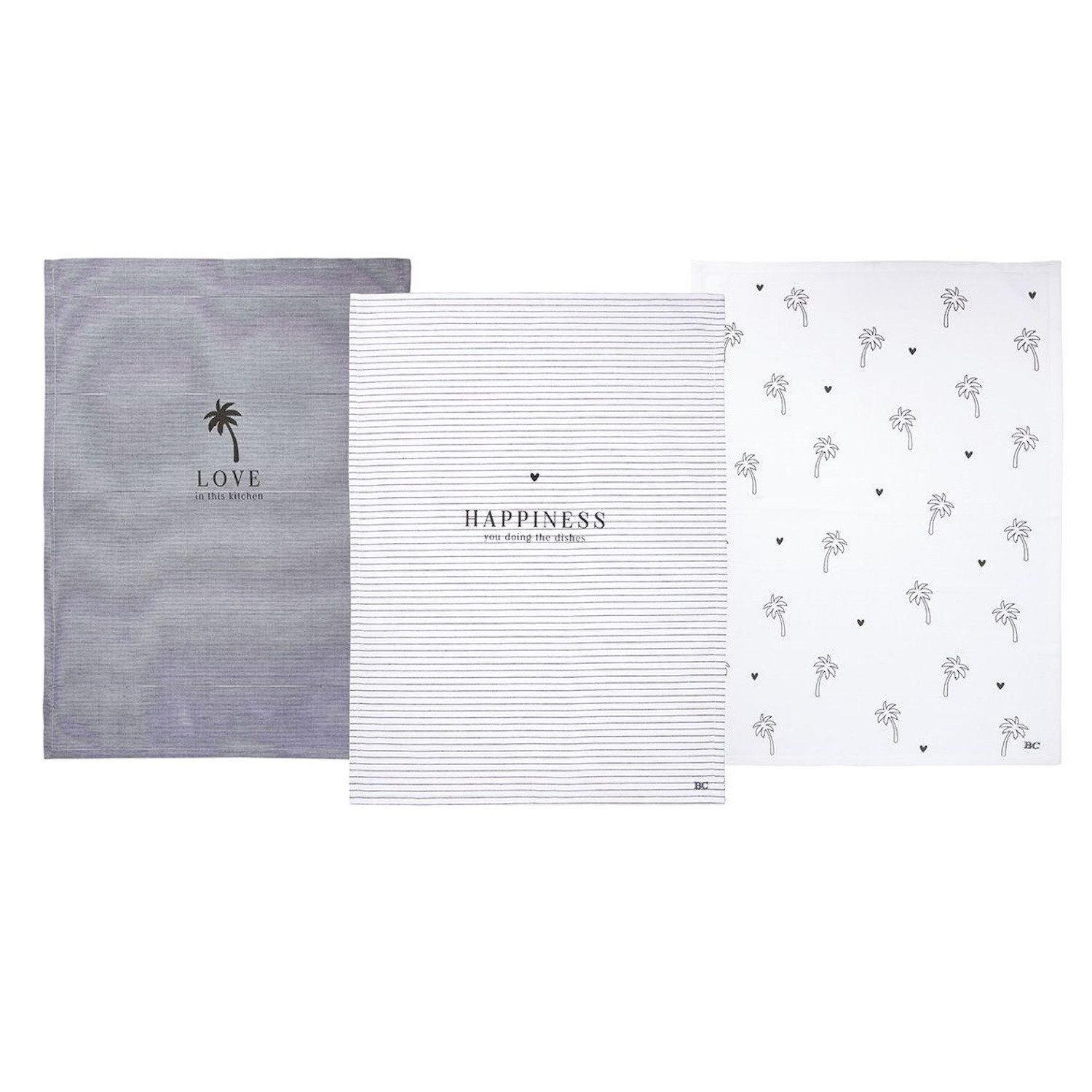 Bastion Collections Geschirrtuch, Farbe: Weiß, Motiv: Love in this kitchen günstig online kaufen