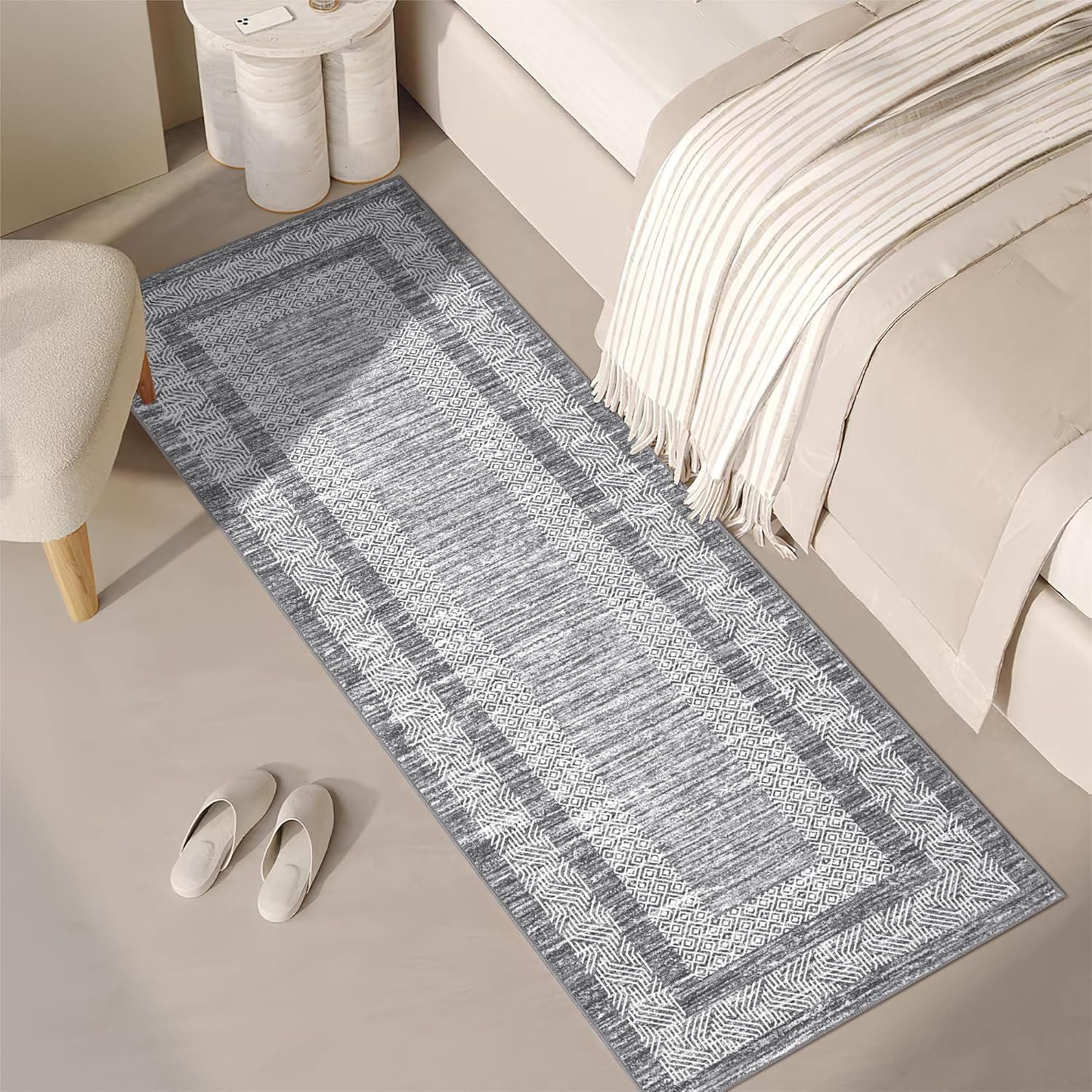 GarveeMore Teppich Vintage Deko Teppich mit Geometrischem Muster und Mehrfachrahmen, rechteckig, Höhe: 5 mm
