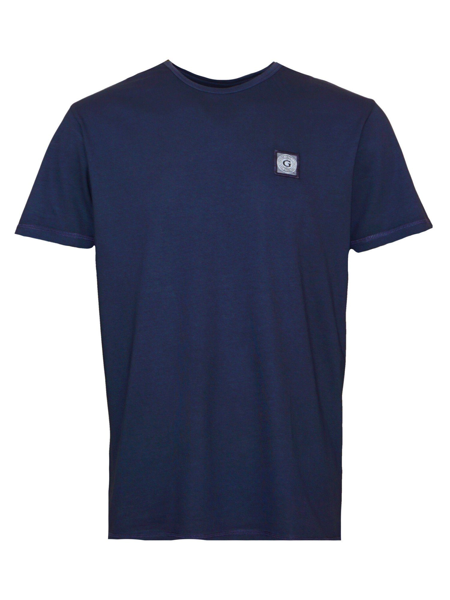Guess T-Shirt Shirt Kurzarm T-Shirt (1-tlg) TREATED blau PATCH mit