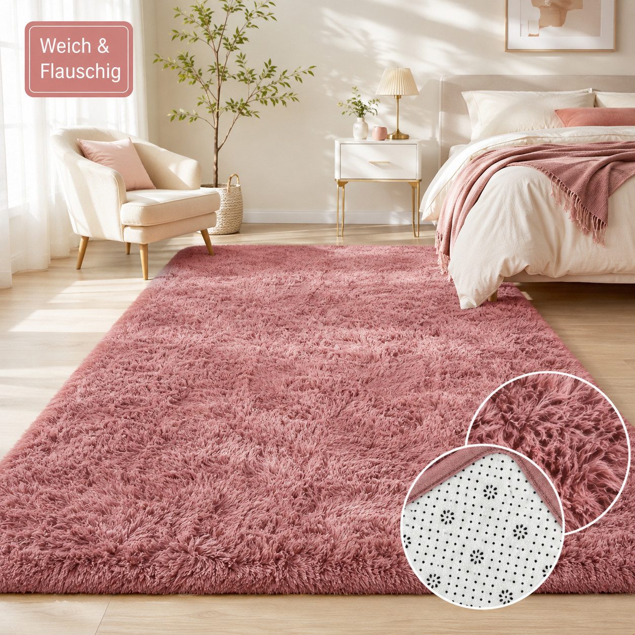 Lochas Hochflor-Teppich Hochflor-Teppich weich & kuschelig für Wohnzimmer und Schlafzimmer – Bild 2 von 5