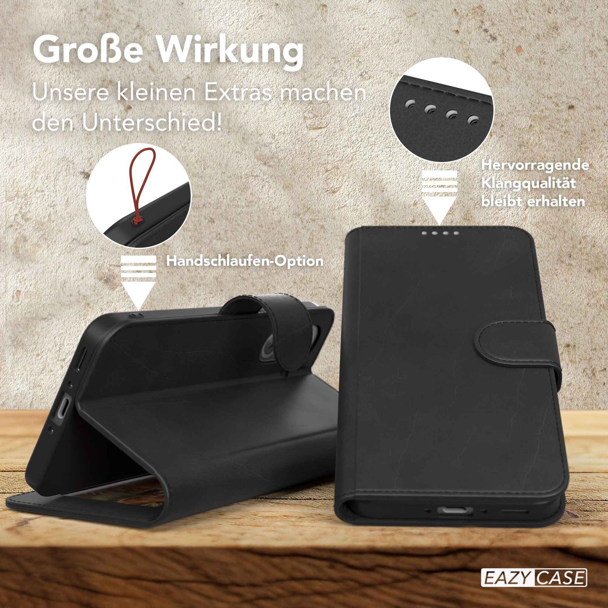 EAZY CASE Handyhülle Business Handytasche Samsung Galaxy A56 5G 6,7 Zoll, Schutzhülle mit Standfunktion zum Aufklappen aufstellbar Etui Schwarz – Bild 5 von 5