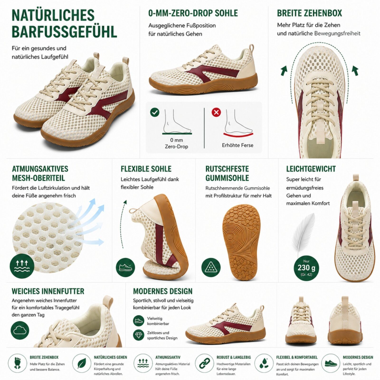 DOTALES Airflow Barfußschuhe & Barfuß Sneaker Für Damen & Herren Barfußschuh Minimalschuhe