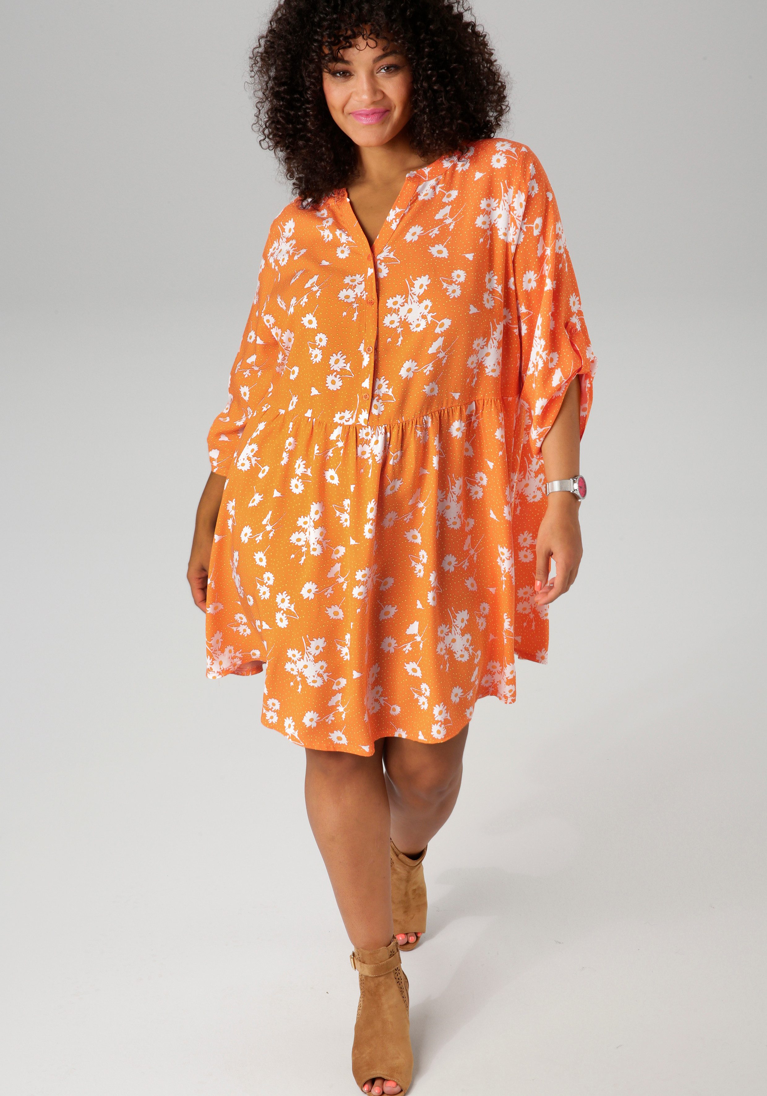 Aniston PLUS Longbluse mit Blumen und kleinen Pünktchen bedruckt günstig online kaufen