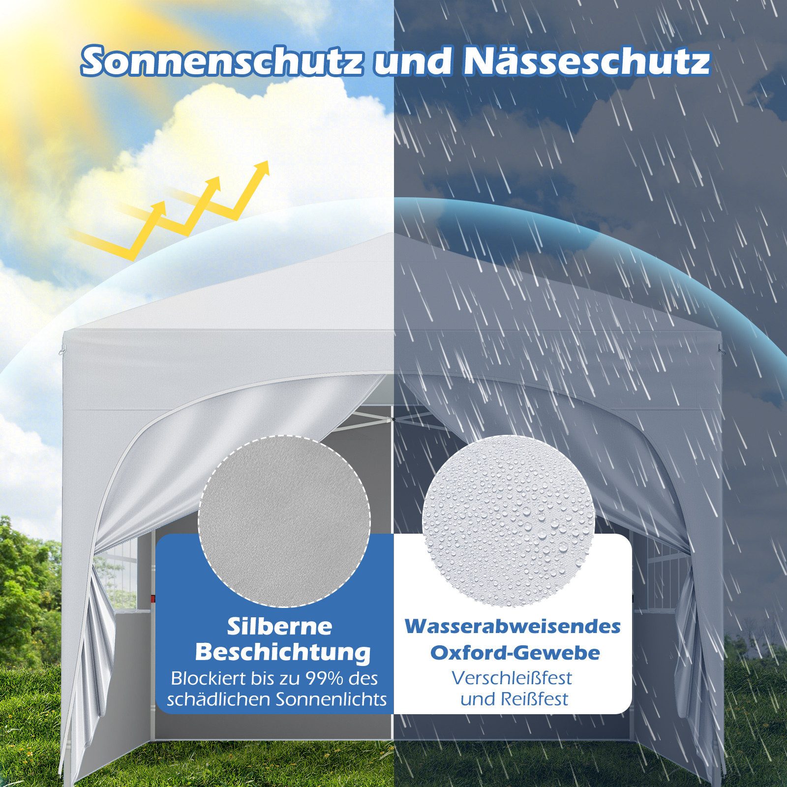 COSTWAY Faltpavillon, mit 4 Seitenteilen, Gartenzelt günstig online kaufen