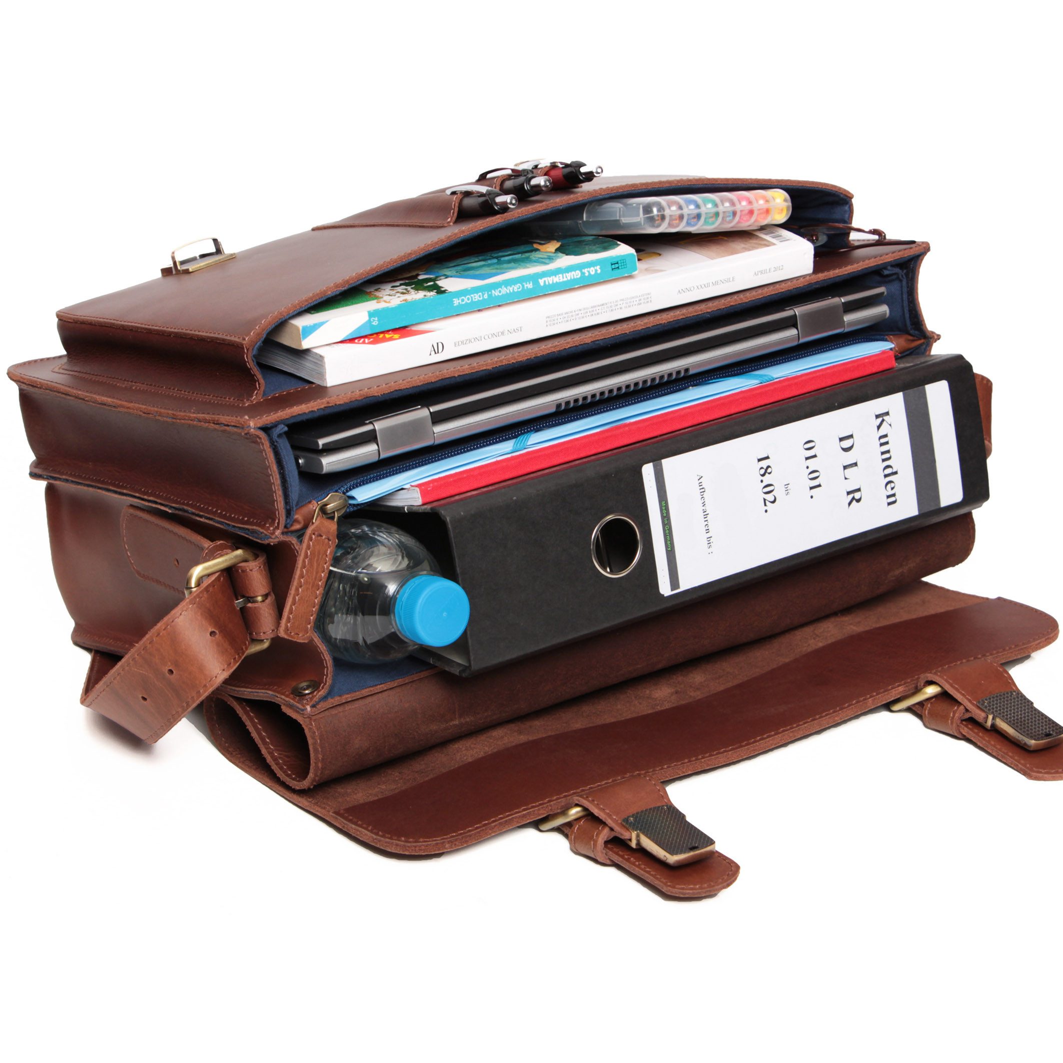 ALMADIH Aktentasche Leder Herren XXL Business Tasche Braun Vinatge SAMM