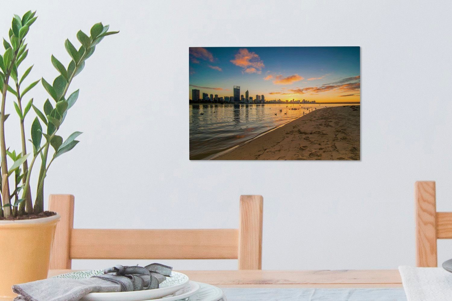 Wanddeko, cm Atemberaubender 30x20 Leinwandbilder, Perth, über Wandbild OneMillionCanvasses® (1 St), Aufhängefertig, Australien, Leinwandbild Sonnenaufgang