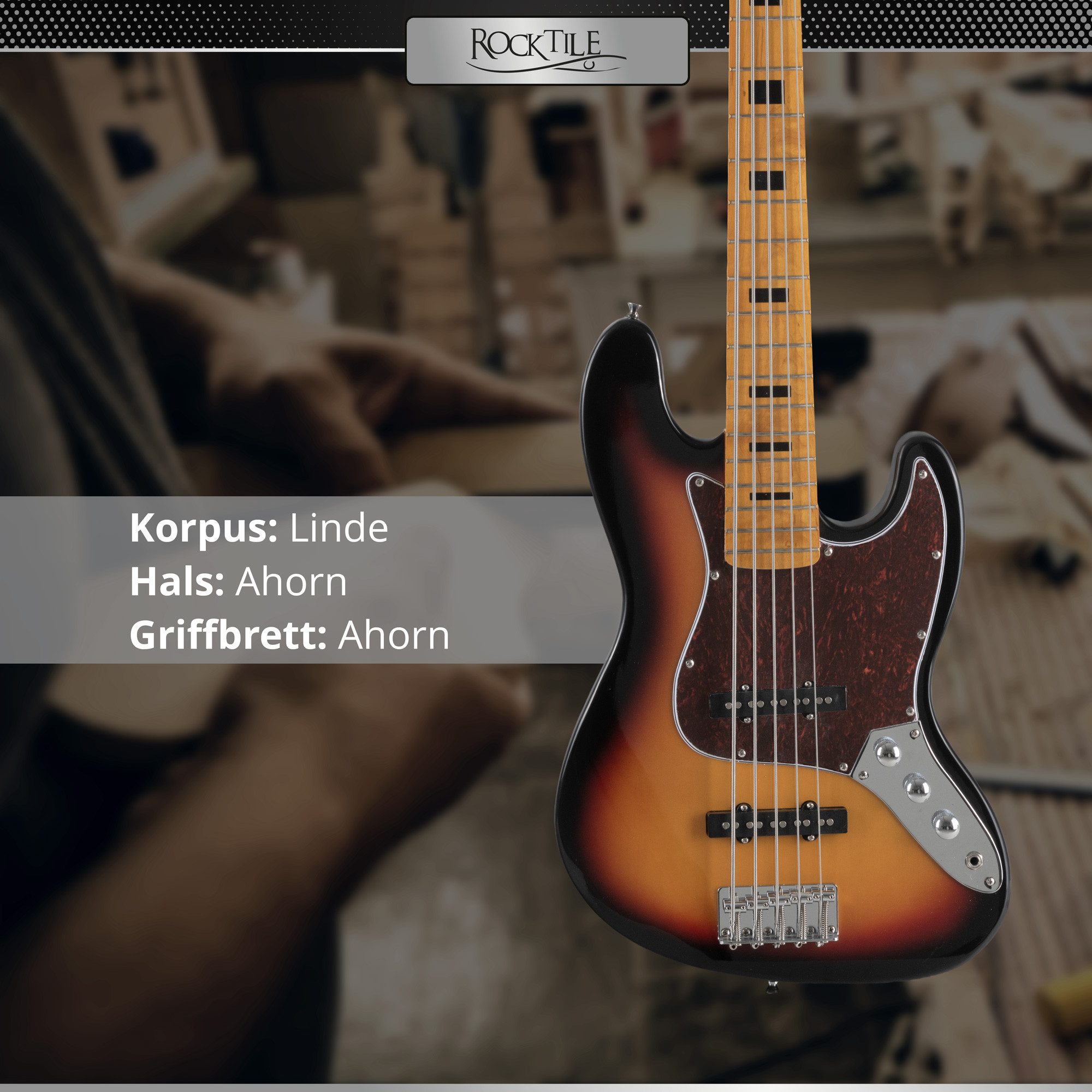Rocktile E-Bass Rocktile Pro JBS50 E-Bass, JB-Style, Packung, 1x E-Bass