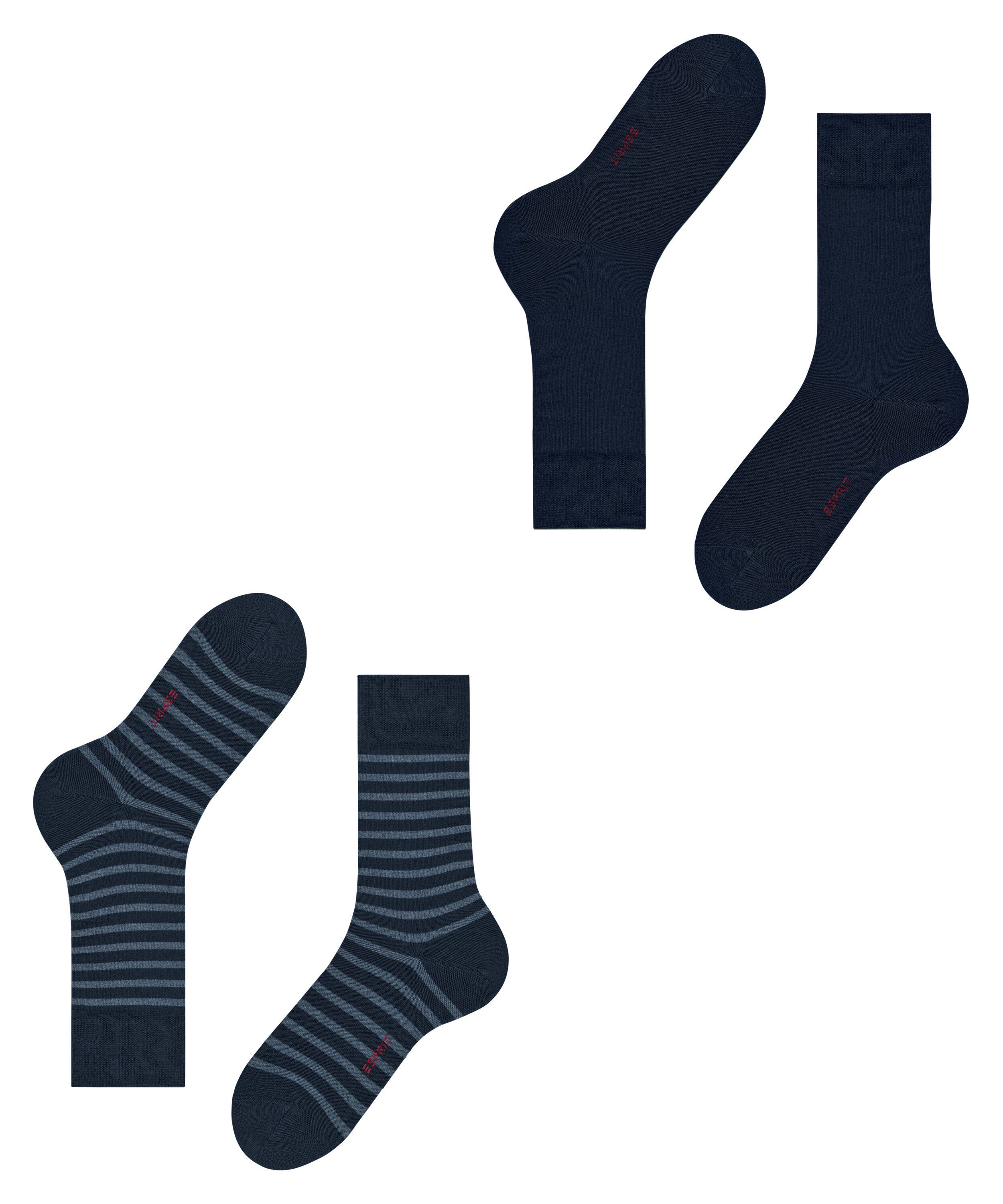 Wäsche/Bademode Socken Esprit Socken Fine Stripe 2-Pack (2-Paar) aus Biobaumwolle