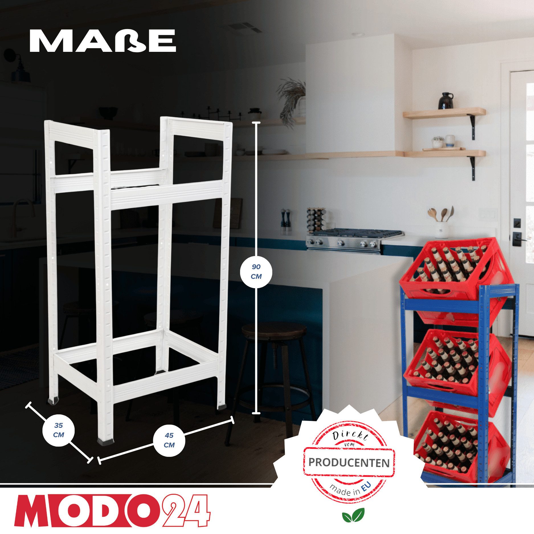 Modo24 Kastenständer Helios Kistenregal Metall, Kellerregal für 2-3 Kisten, günstig online kaufen