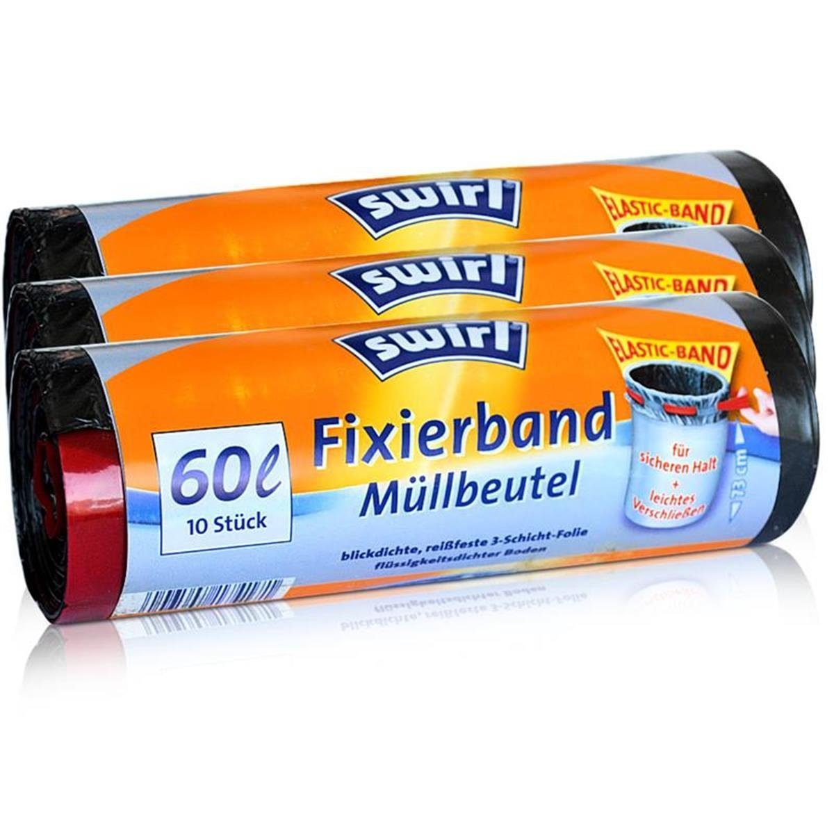 Swirl Müllbeutel 3x Swirl Fixierband Müllbeutel 60L (10 stk./Rolle)