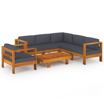 vidaXL Garten-Essgruppe 7-tlg Garten Lounge Set mit Dunkelgrauen Auflagen Akazienholz Holz Sit