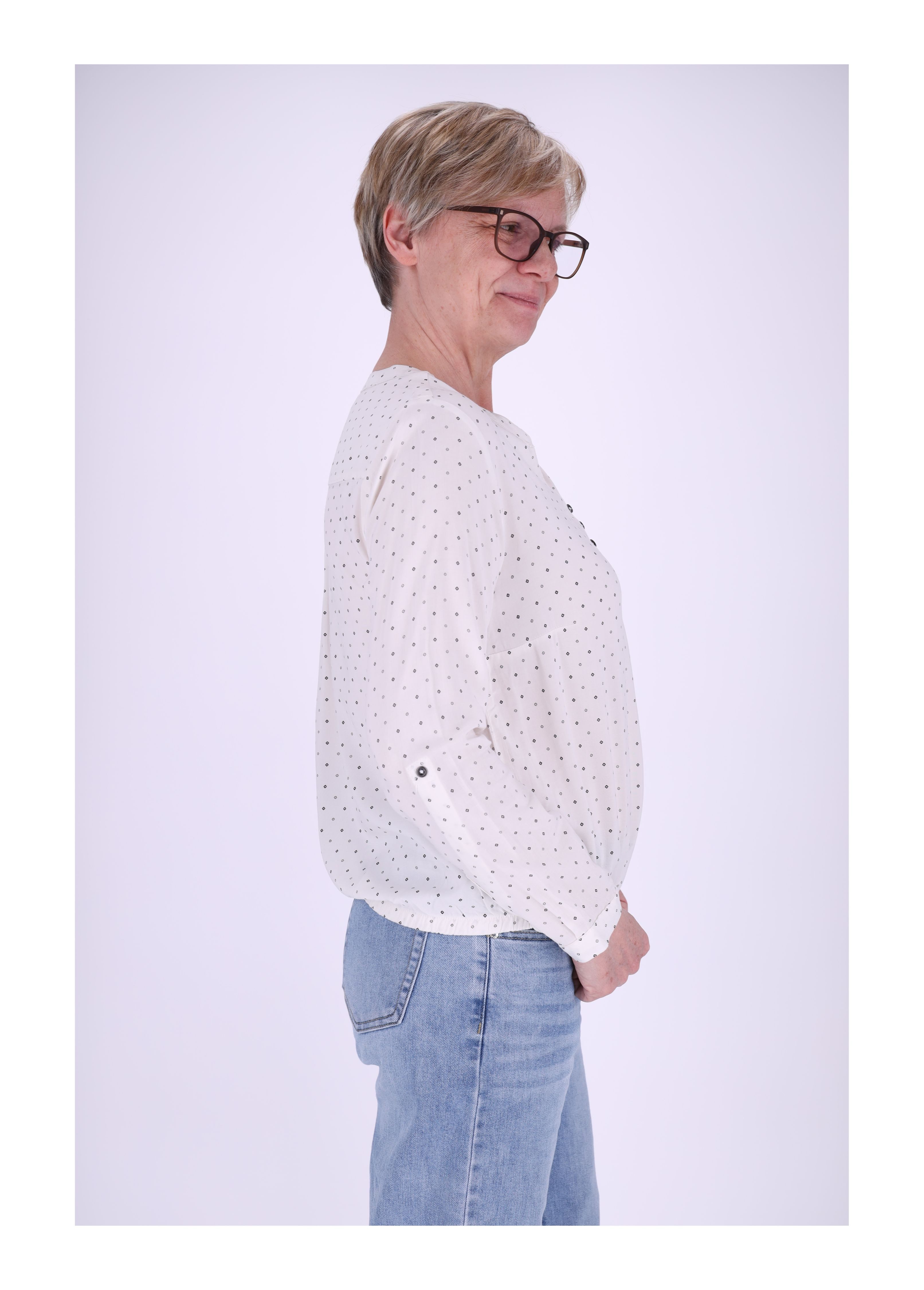 SPLASH OF COLOR Klassische Bluse Schlupfbluse mit Gummibund und Minimalprin günstig online kaufen