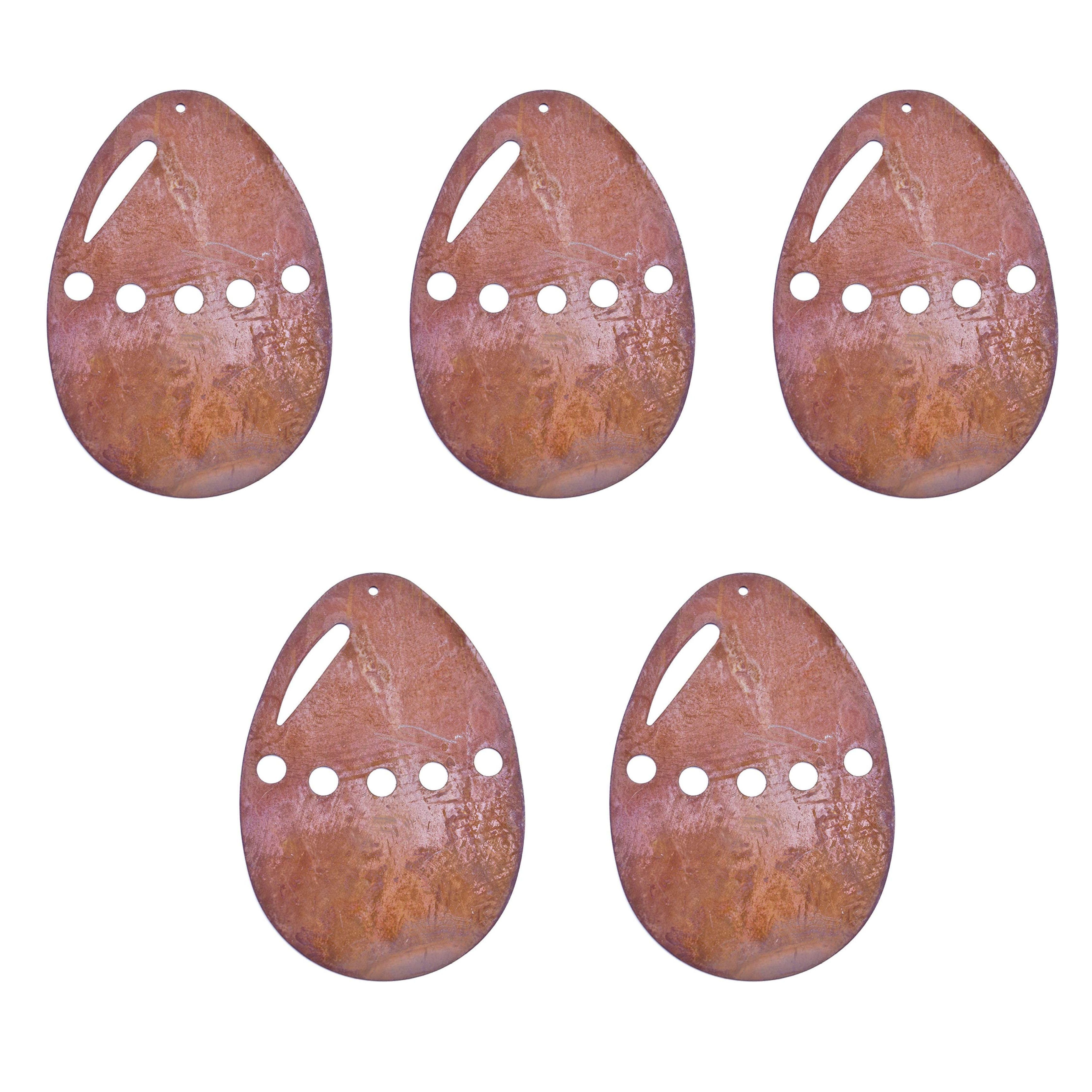 Rostikal Hängedekoration Metall Ostereier zum aufhängen Osterdeko aussen (Set, 5 St., 5tlg), echter Rost