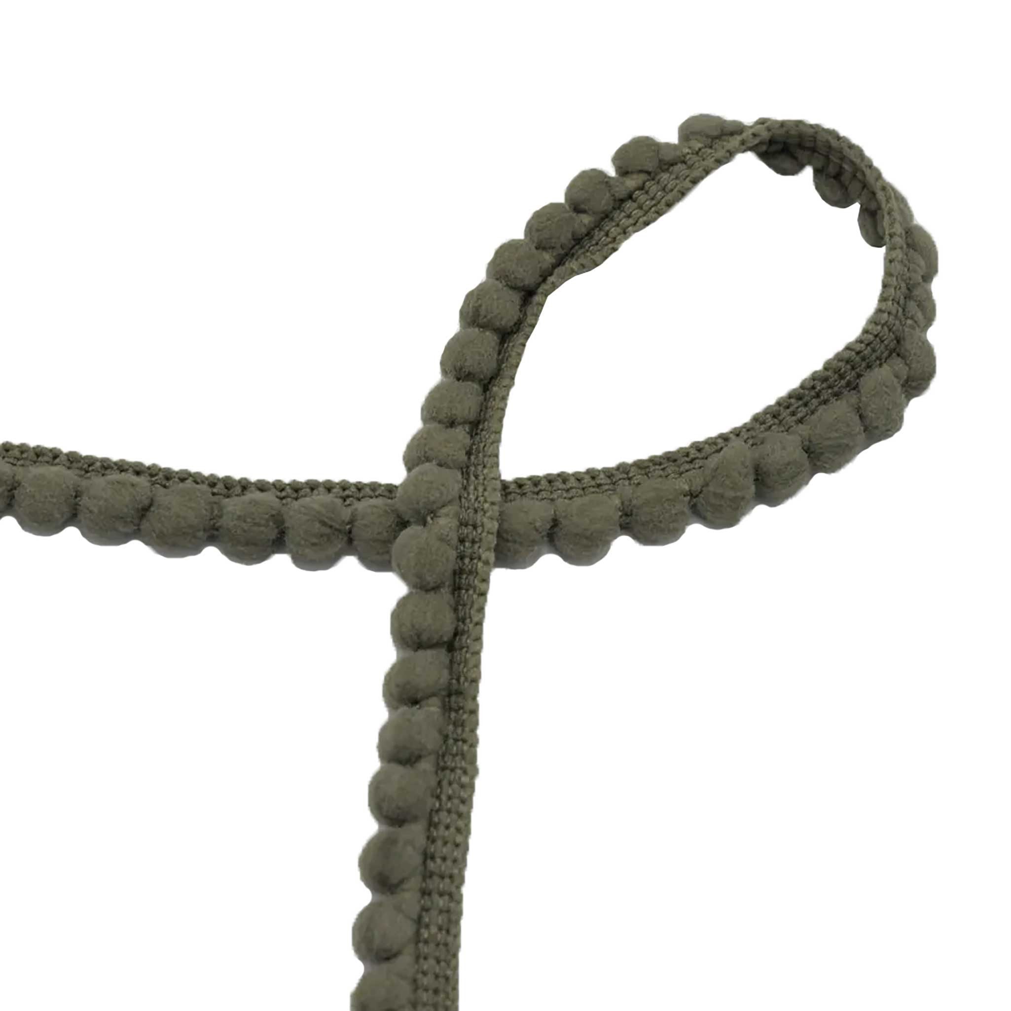 Thumbnail - maDDma Kordel Bommelborte Mini 25m x 11mm uni Bommelgröße 6mm Pomponband, armeegrün