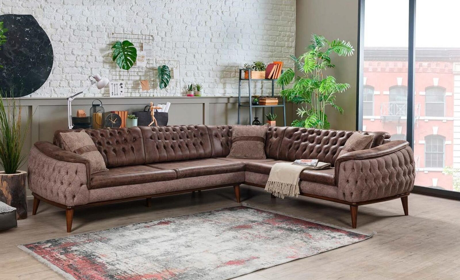 Textile Sofa Wohnzimmer JVmoebel Ecksofa L-Form Couch Ecksofa