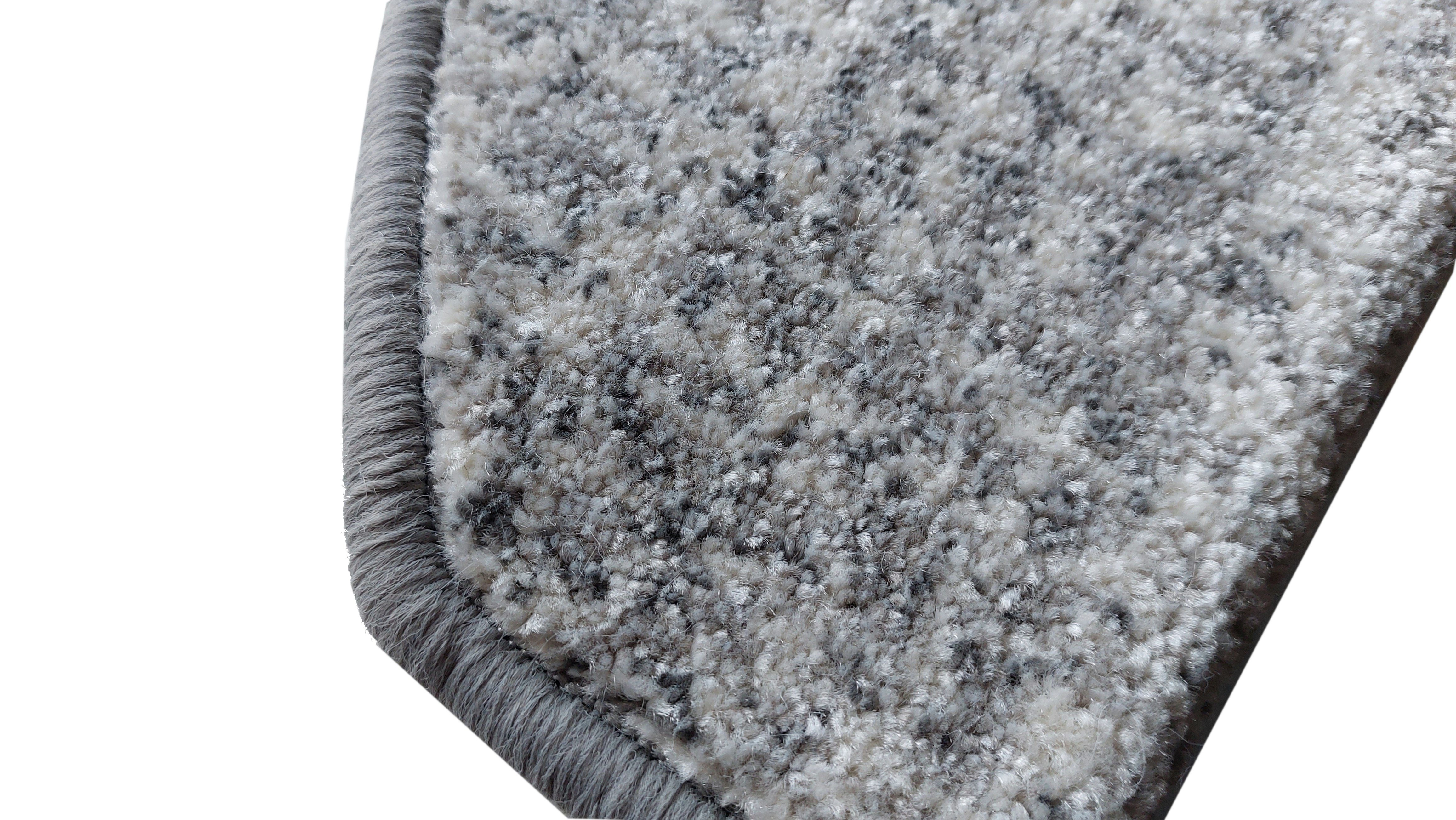 oKu-Tex Stufenmatte SOFT Set 15 Stück, halbrund, Stufenmatten Set 15 teilig, grau meliert, weicher Kurzflor, robust
