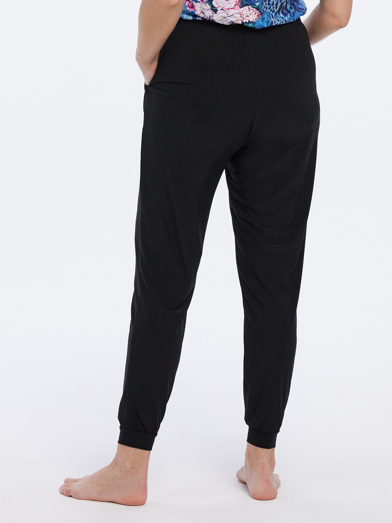 Loungewear Relaxhose Komfortbund elastisch schwarz mit Belli Beaux