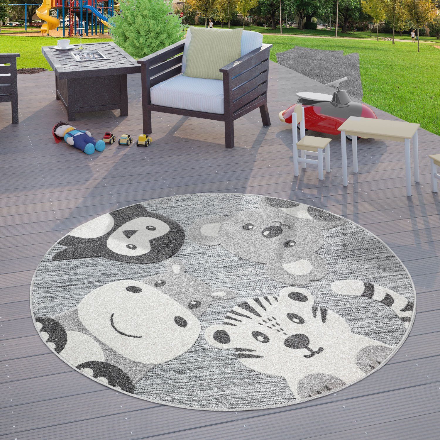 mm Outdoor Rund 12 Tier Höhe: Spielteppich Kinderteppich Teppich Design Kinder Kinderzimmer Home, TT Grau, rund,