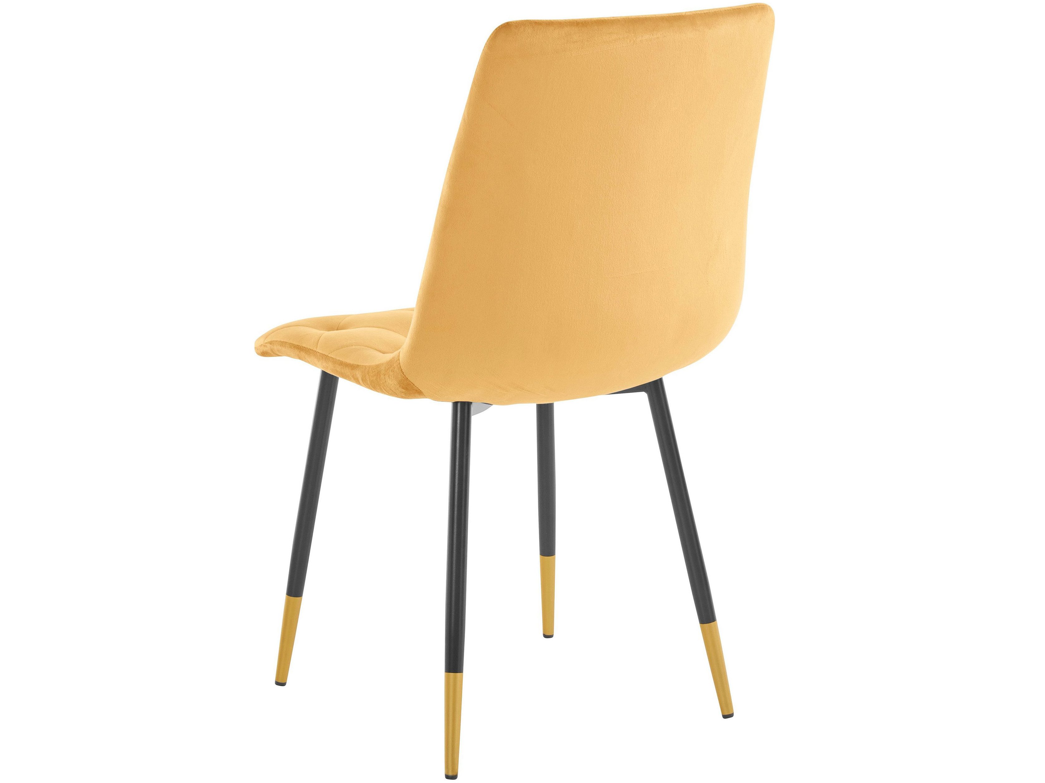loft24 Esszimmerstuhl Lilith - Essstuhl Küchenstuhl Stuhl Polsterstuhl Besucherstuhl (Set, 2 St), Bezug in Samtoptik mit Steppung, Metallbeine mit Goldakzenten – Bild 4 von 5