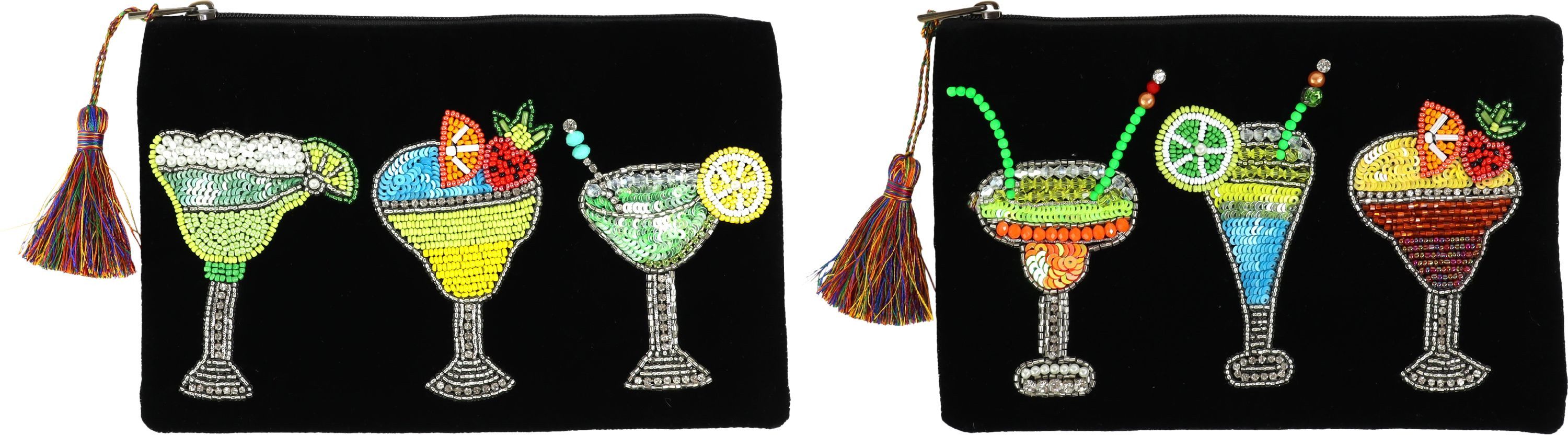 FURNARO Handtasche (2-tlg. Taschenset), aufwendig bestickt, samtweich, handverziert