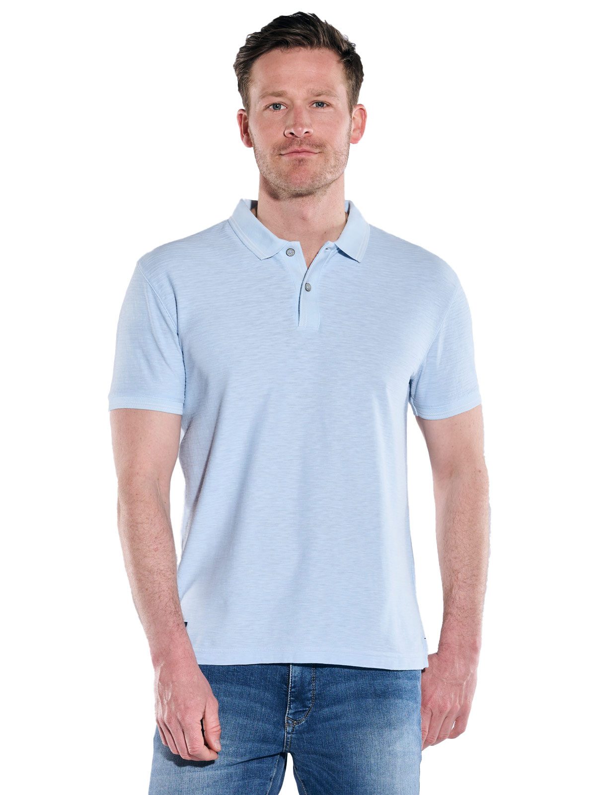 Poloshirt Herren Polo-Shirt meliert, Hellblau