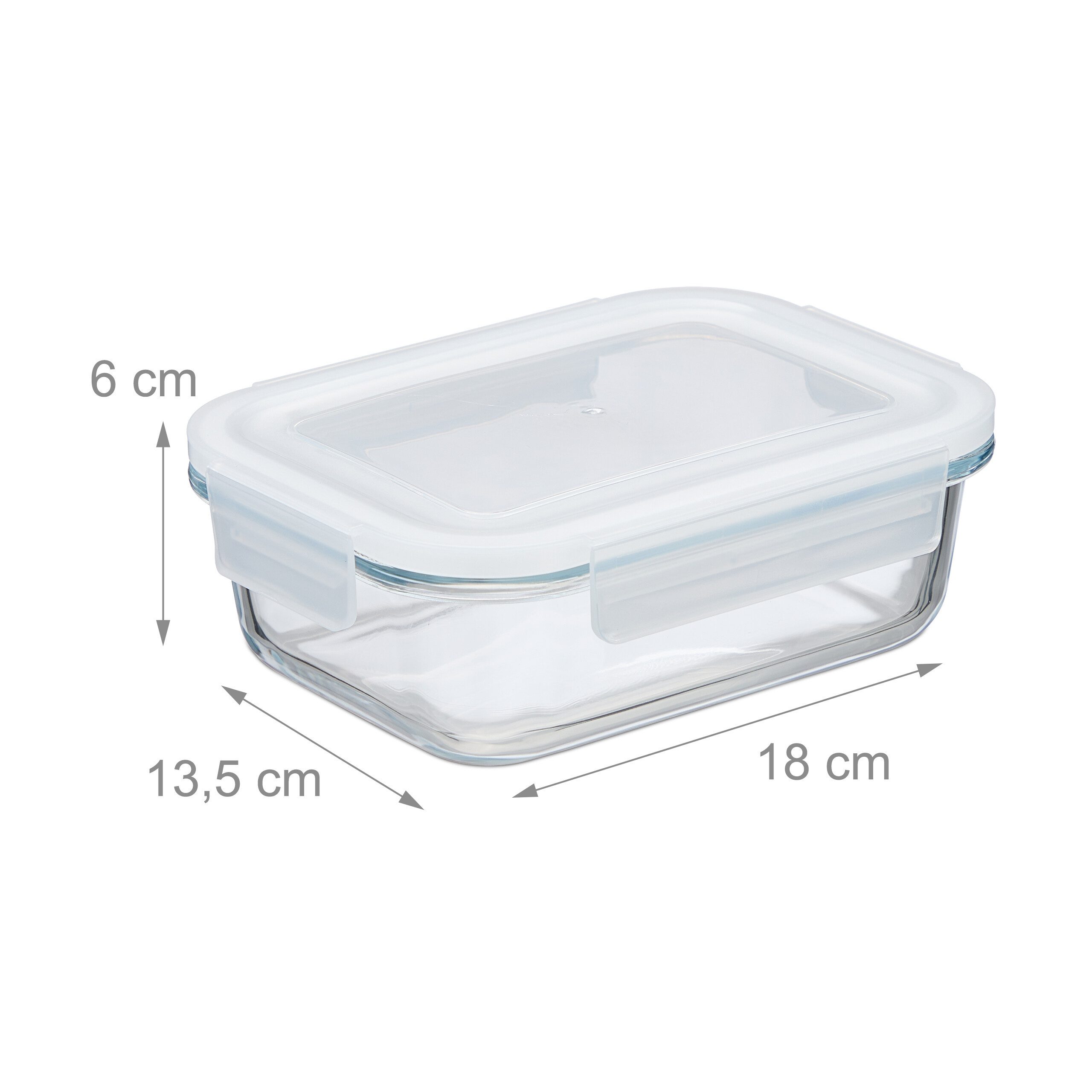 relaxdays Frischhaltedose Glasbehälter mit Deckel im Set, Glas, (4-tlg., 4 x 640ml), 4 x 640 ml – Bild 4 von 5