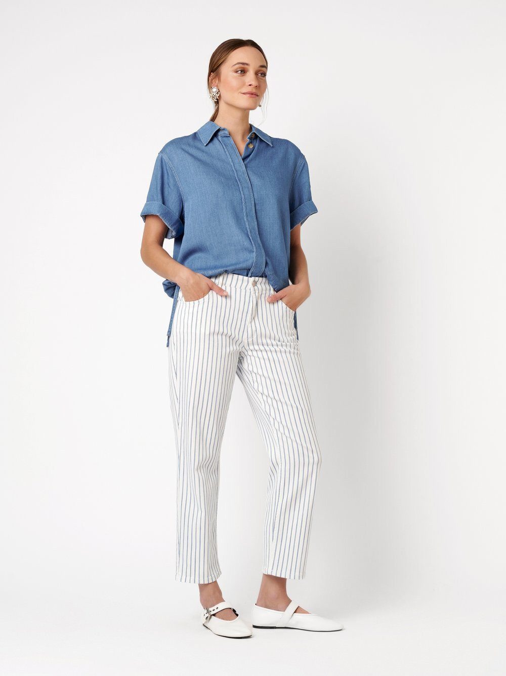TONI Straight-Jeans Liv 7/8 mit Streifen