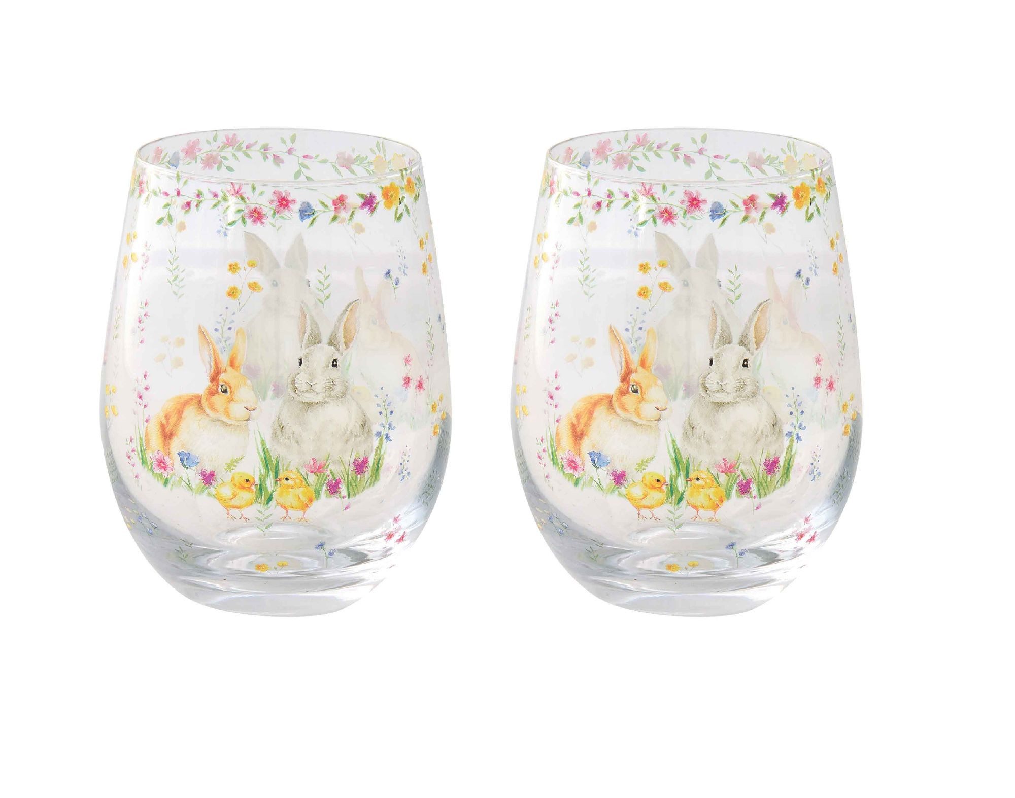 EasyLife Gläser-Set Happy Easter, Glas, Höhe: 12cm, Farbe: mehrfarbig, Motiv: Hasen