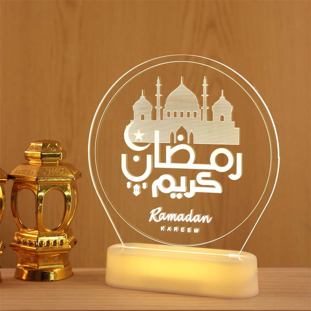 Nachtlicht Warmweiß Mubarak LED Batterie/USB, Sunicol Nachtlichter, Ramadan warmweiß, 3D-Illusion,