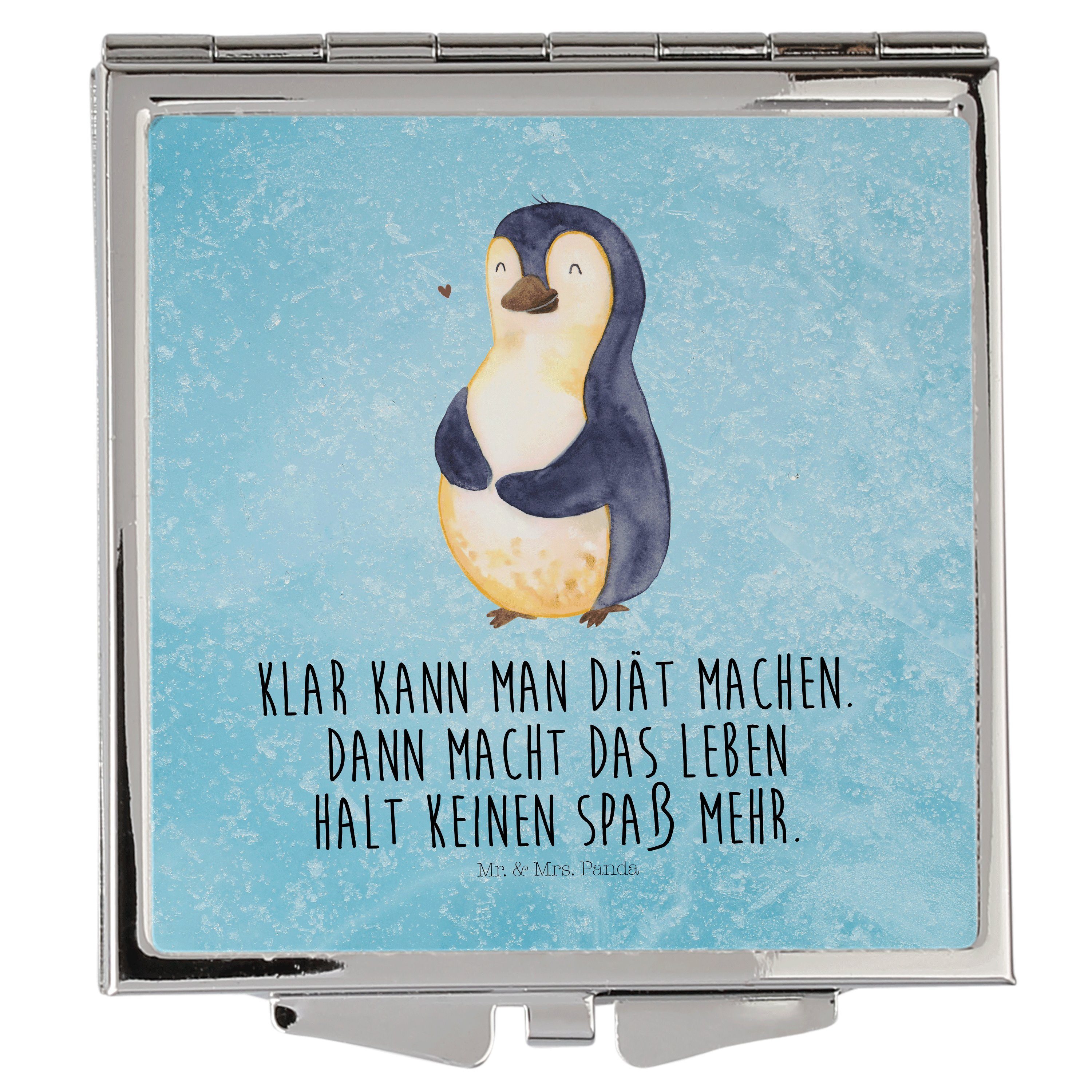 Mr. & Mrs. Panda Kosmetikspiegel Pinguin Diät - Eisblau - Geschenk, Abspecken, foodbaby, Motivation, s (1-St)
