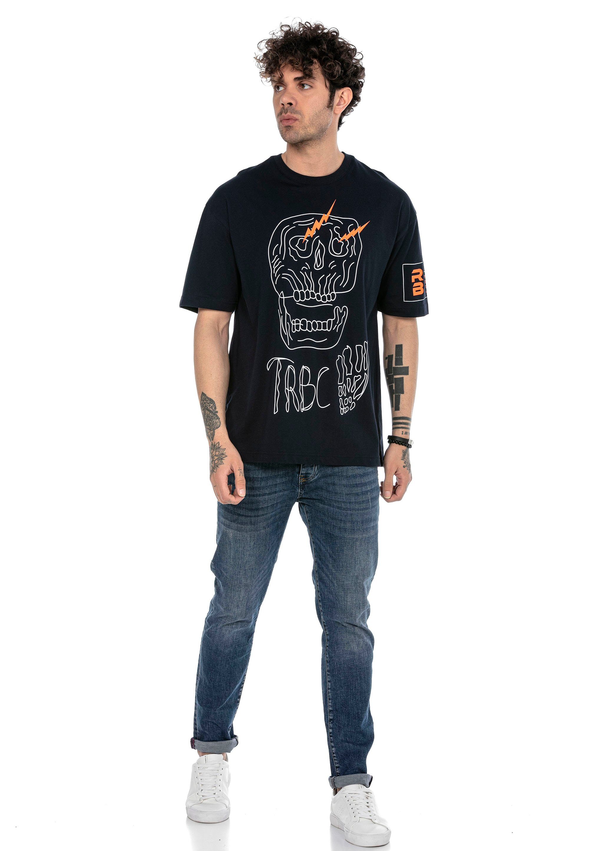 Totenkopf-Print T-Shirt dunkelblau stylischem RedBridge mit McAllen