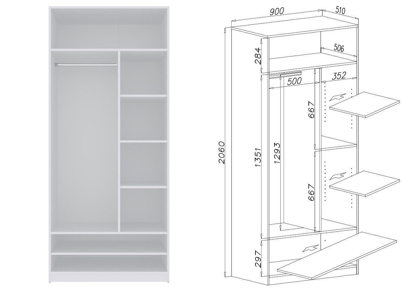 Marmex Möbel Garderobenschrank TRES SET E/B günstig online kaufen