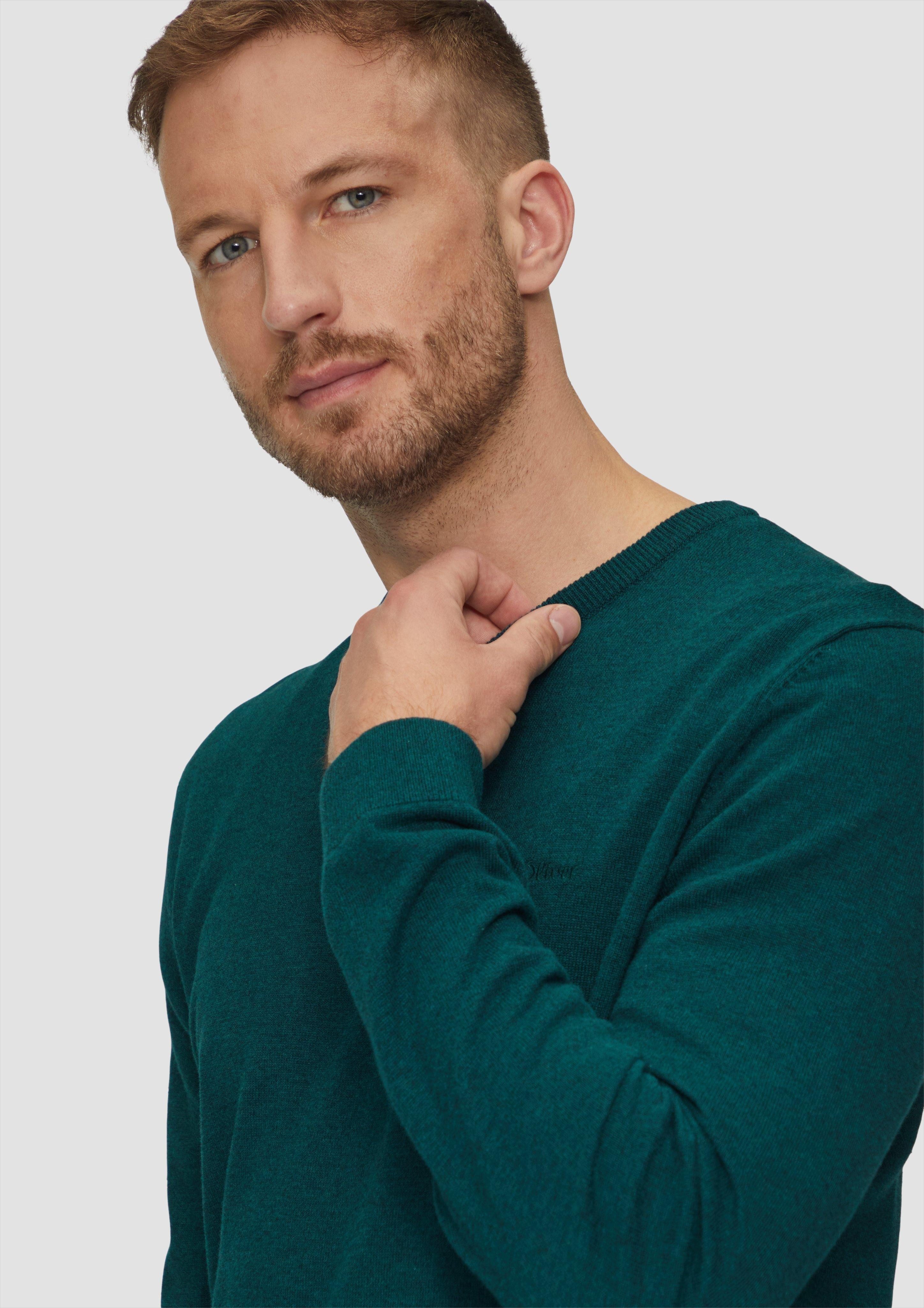 s.Oliver Strickpullover Strickpullover mit Logo-Stickerei Logo günstig online kaufen