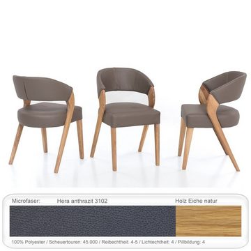 expendio Essgruppe Alwin 1XL, (komplette Tischgruppe, Spar-Set, 5-tlg), Tisch Eiche rustikal massiv 160(210)x90 cm + Stühle Alani 1 anthrazit