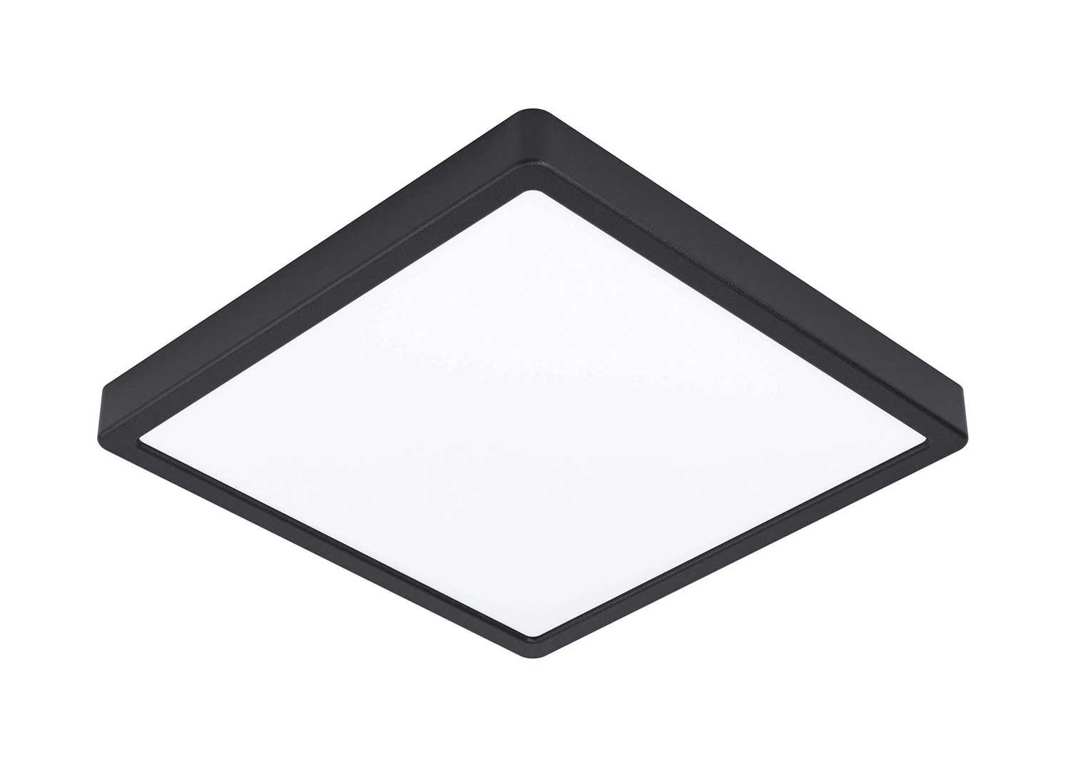 EGLO LED Deckenleuchte FUEVA, 1-flammig, 28 x 28 cm, Schwarz, Weiß, LED fest integriert, Warmweiß, Stahl, Kunststoffschirm, LED Deckenlampe
